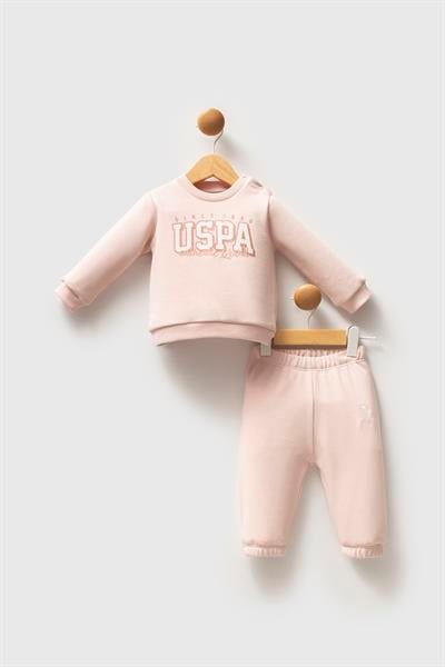 U.S POLO KIZ BEBEK ÇOCUK İKİLİ PEMBE PENYE TAKIM