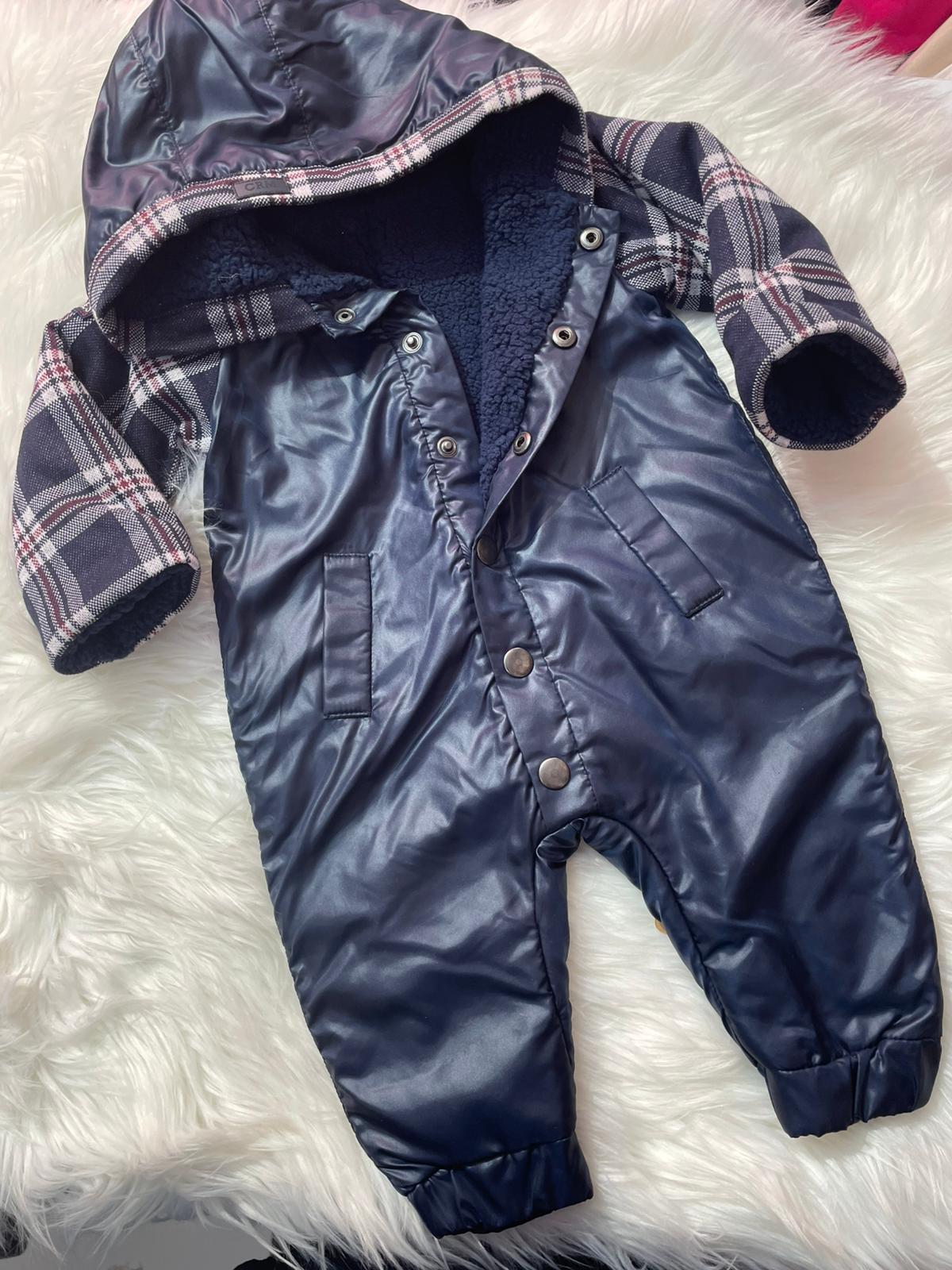  BEBEK CARAMEL BEBE LACİVERT KARELİ İÇİ POLARLI TULUM