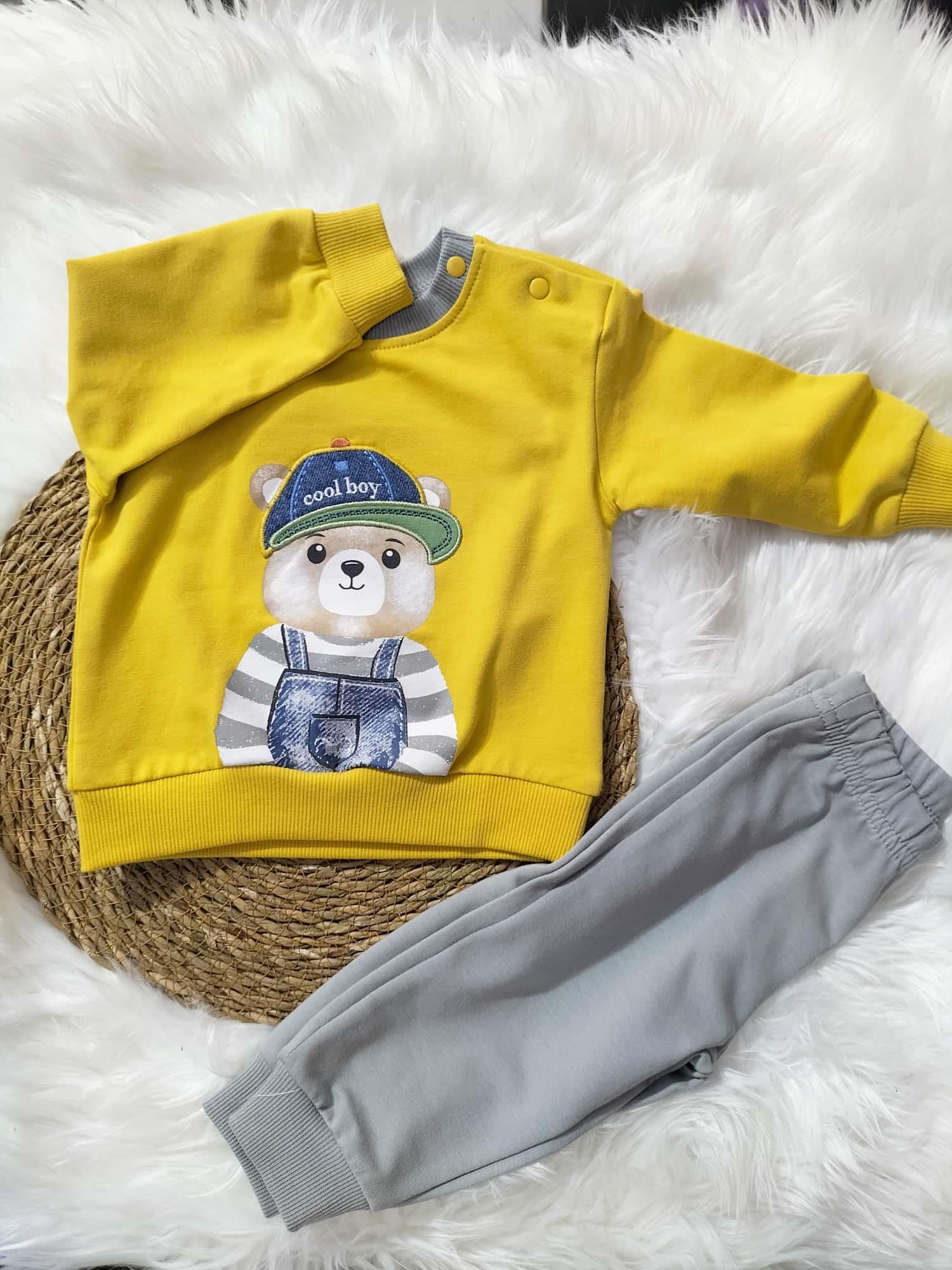  BEBEK SARI GRİ COOL BOYSWEATSHİRTLÜ 2'Lİ BEBEK