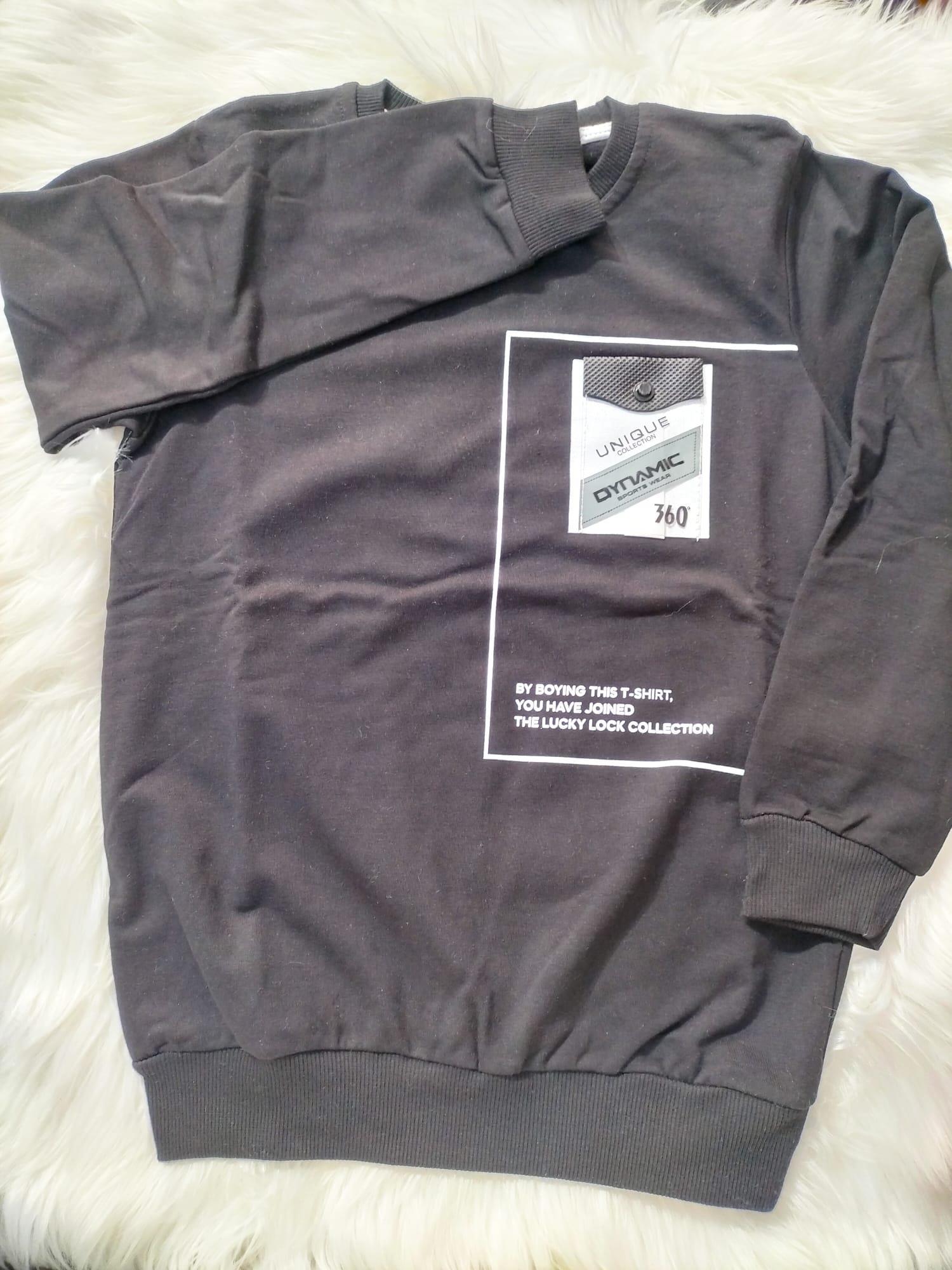  ÇOCUK CEP DETAYLI SİYAH 2 İPLİK SWEATSHİRT