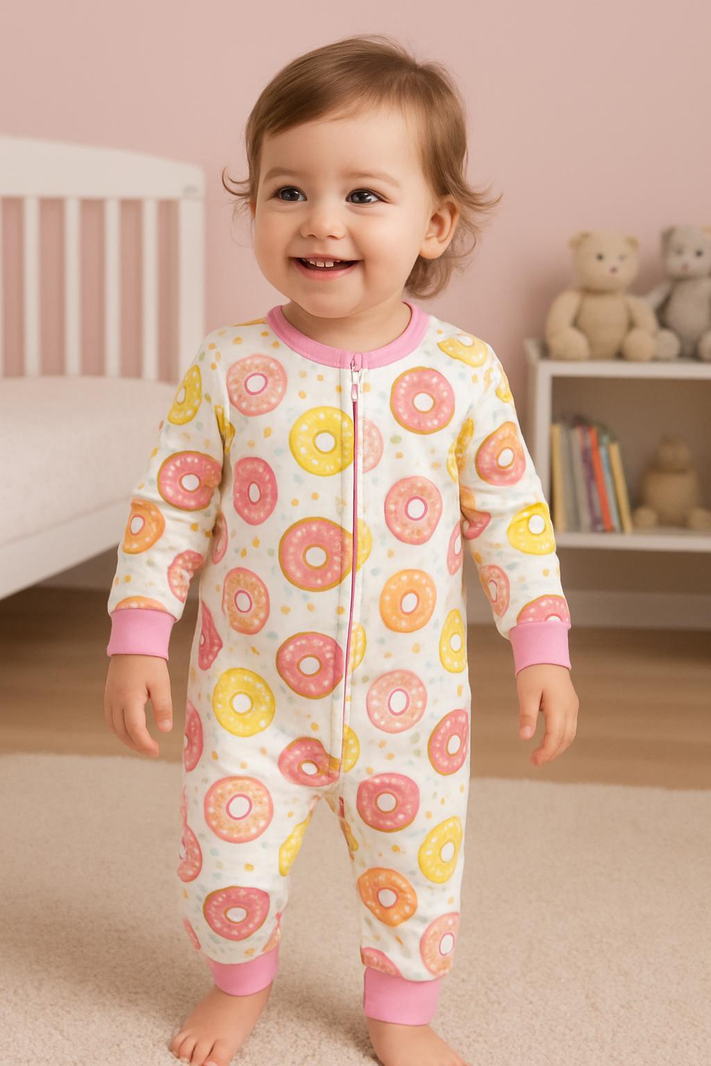  DONUT DESENLİ DOLGULU YUMUŞAK DOKULU KIZ ÇOCUK UYKU TULUMU