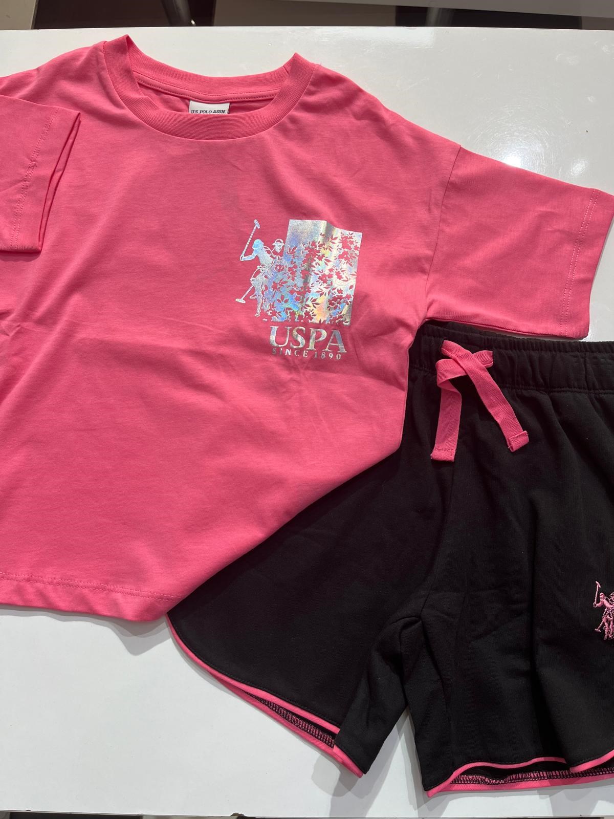  PEMBE ŞORTLU KIZ ÇOCUK İKİLİ TAKIM