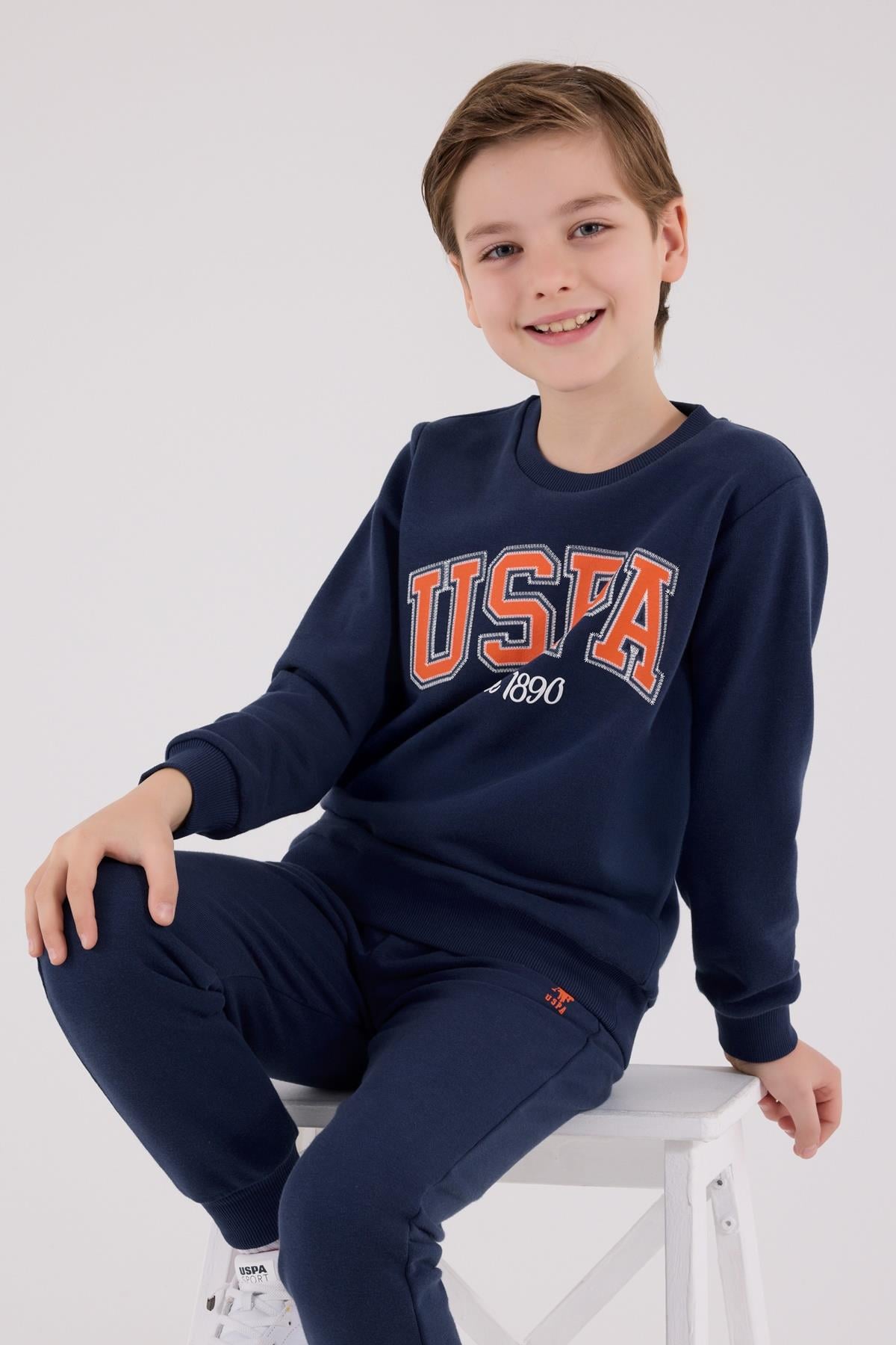 U.S. POLO ERKEK ÇOCUK MAVİ İKİLİ PENYE EŞOFMAN TAKIM