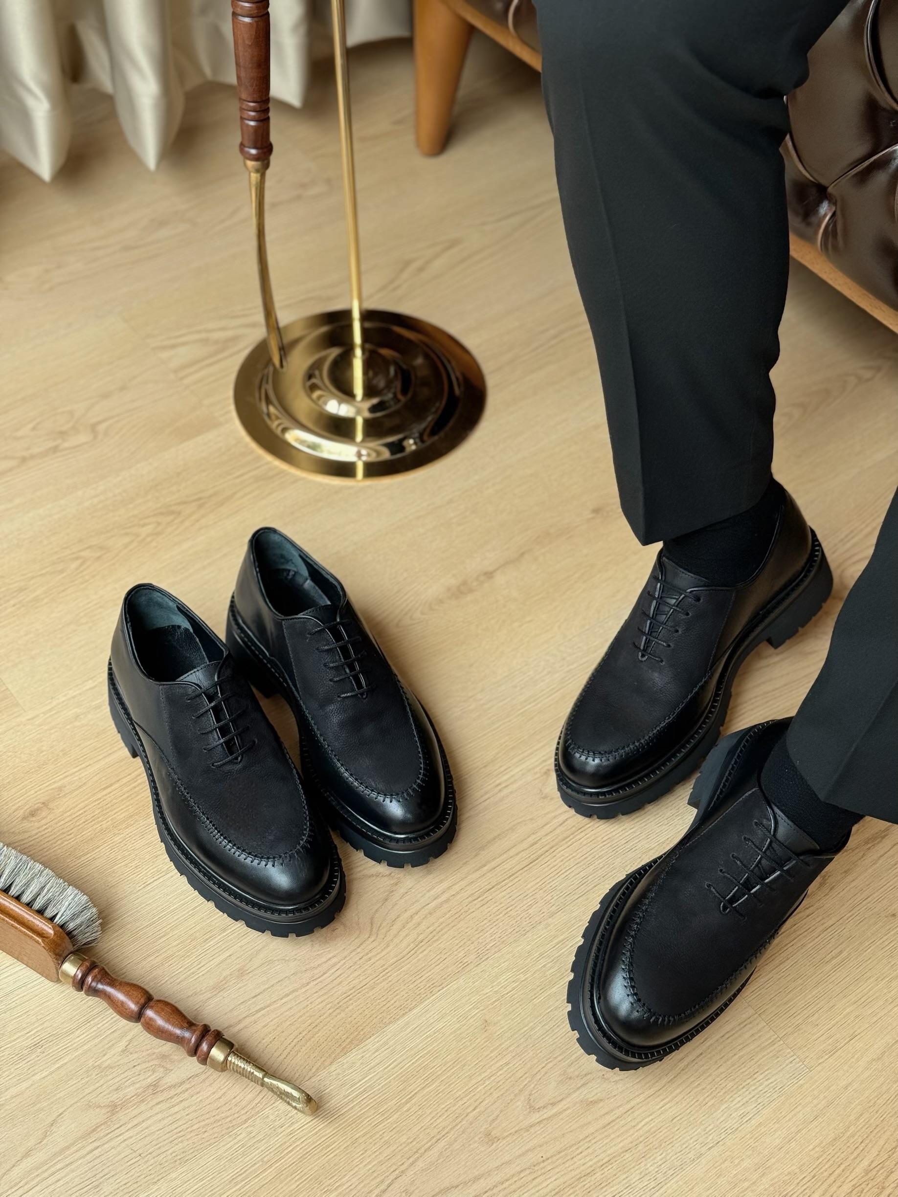 HAKİKİ DERİ İÇİ DIŞI AGAH MODEL MACRO SİYAH CASUAL AYAKKABI