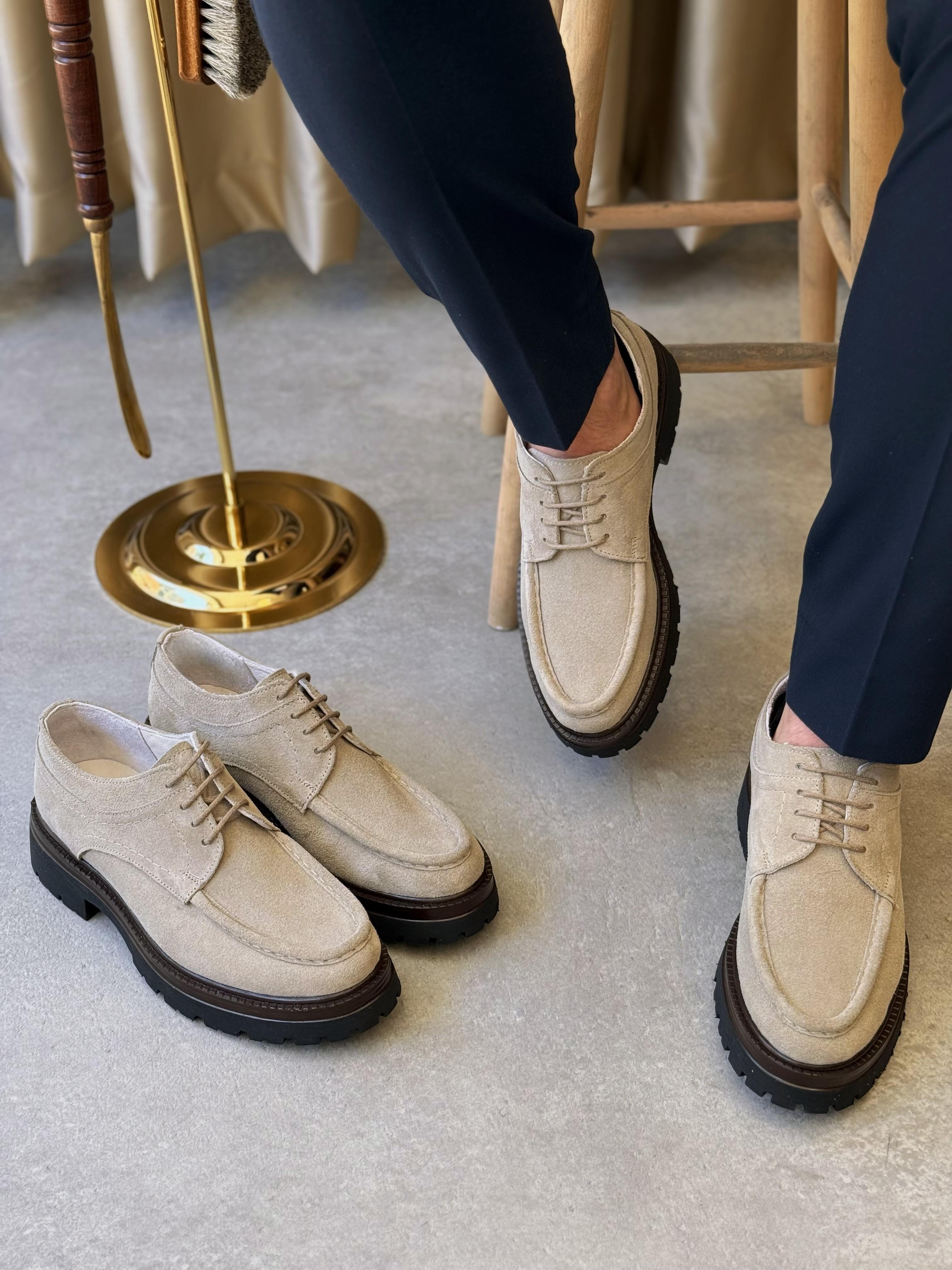 HAKİKİ DERİ İÇİ DIŞI AGAH MODEL MAX BEJ CASUAL  AYAKKABI