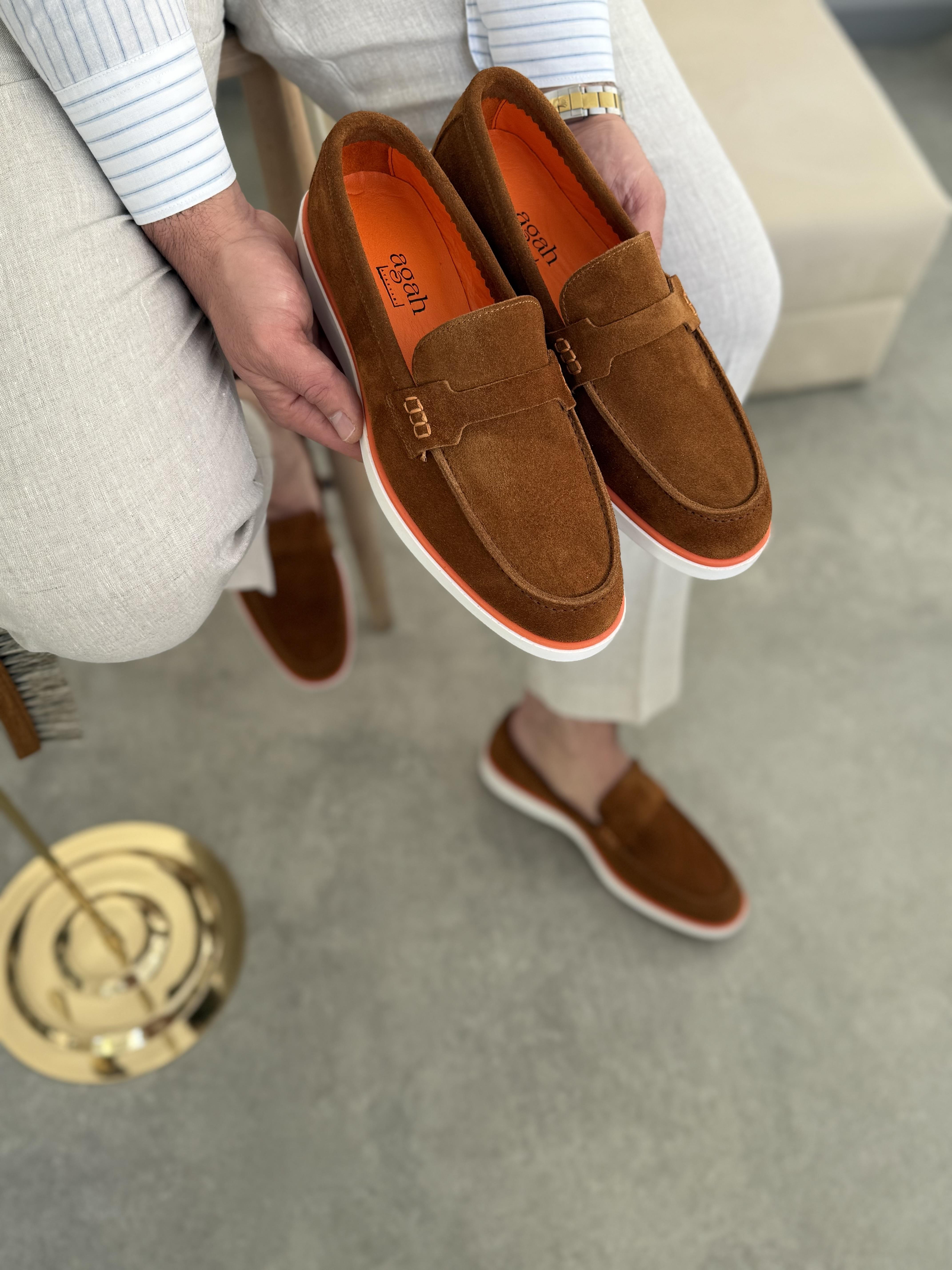 Içi Dışı Hakiki Deri Kahverengi  Erkek Loafer Ayakkabı