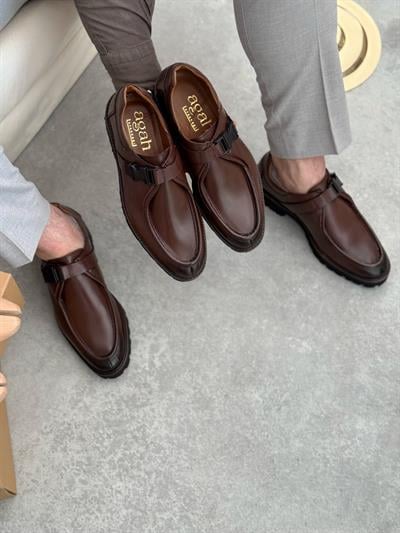 AGAH MODEL KEVIN KAHVE İÇİ DIŞI HAKİKİ DERİ KLASİK AYAKKABI