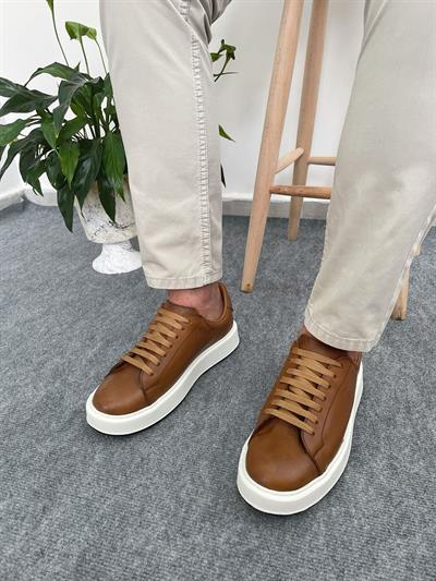 Taba Günlük Rahat Hakiki Deri Erkek Sneaker Ayakkabı