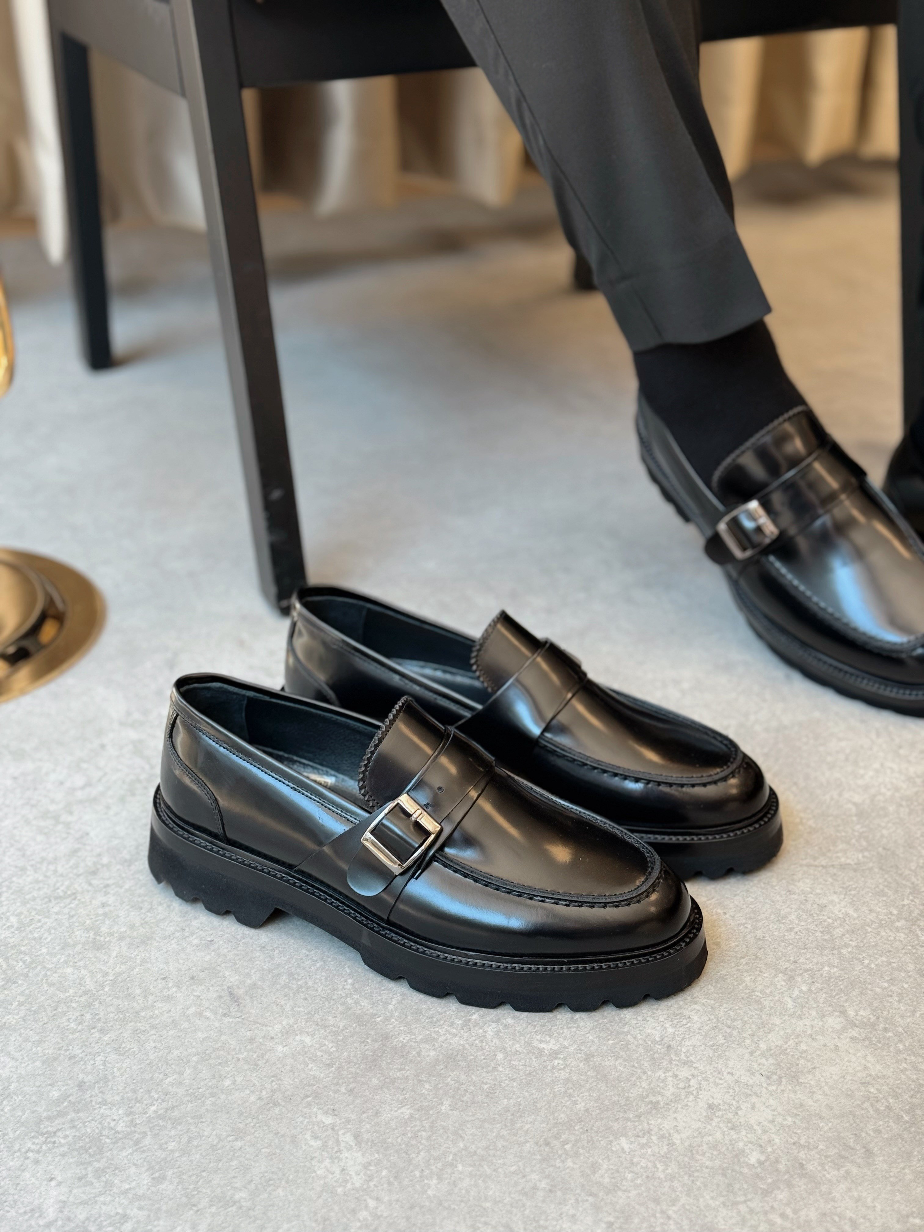  HAKİKİ DERİ İÇİ DIŞI AGAH MODEL İCON SİYAH LOAFER AYAKKABI
