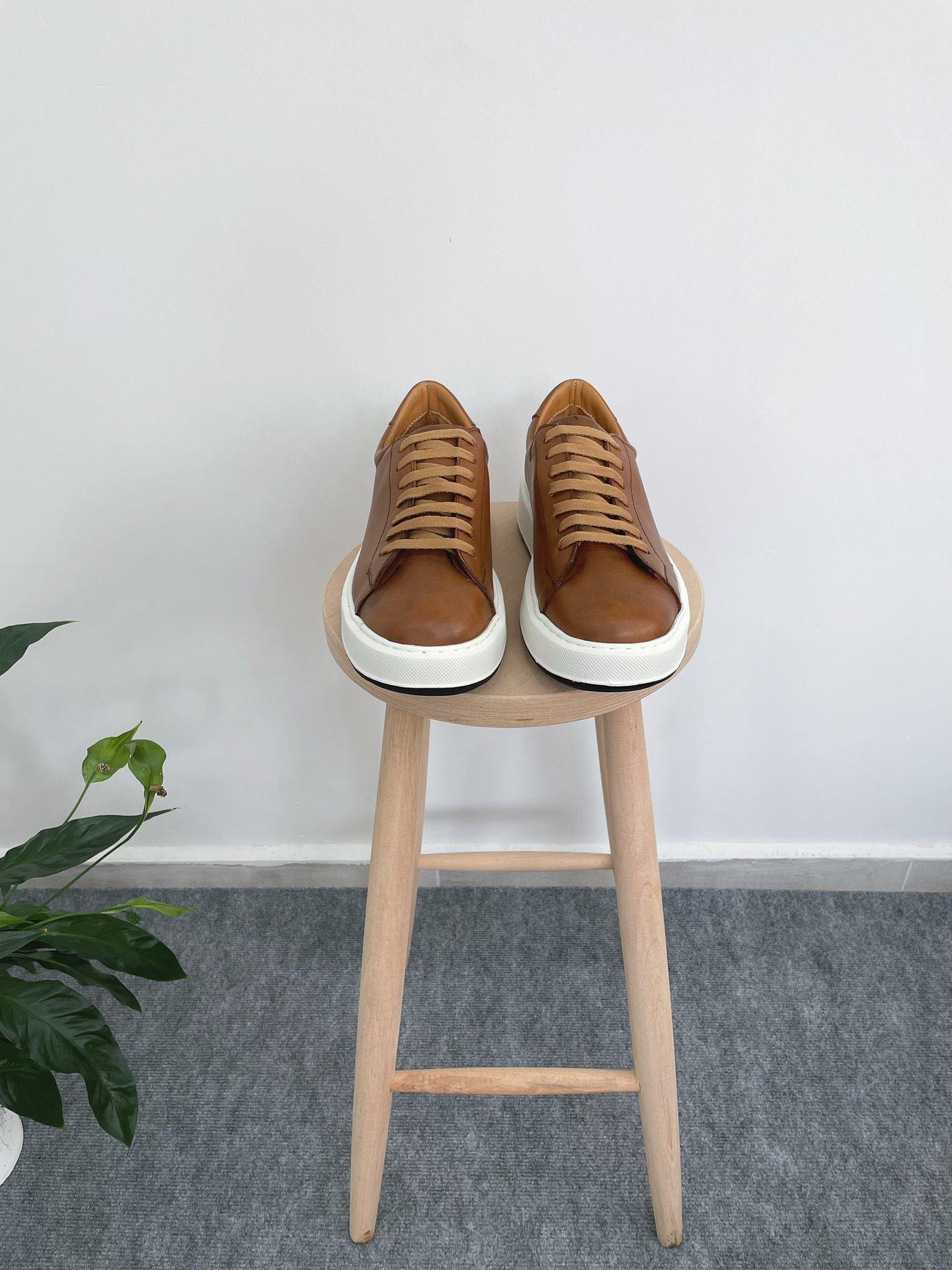 Taba Günlük Rahat Hakiki Deri Erkek Sneaker Ayakkabı