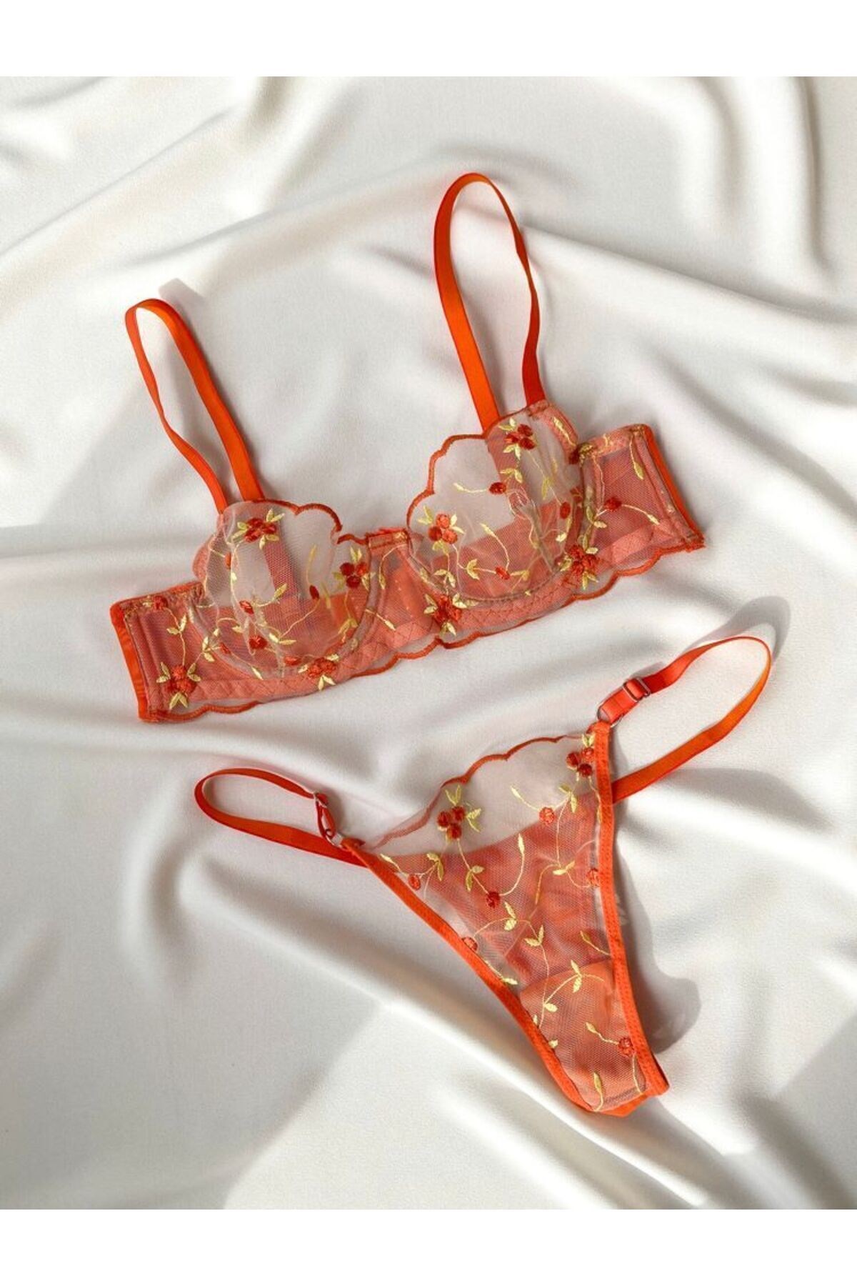 Flora Portakal Kadın Bralet Takım