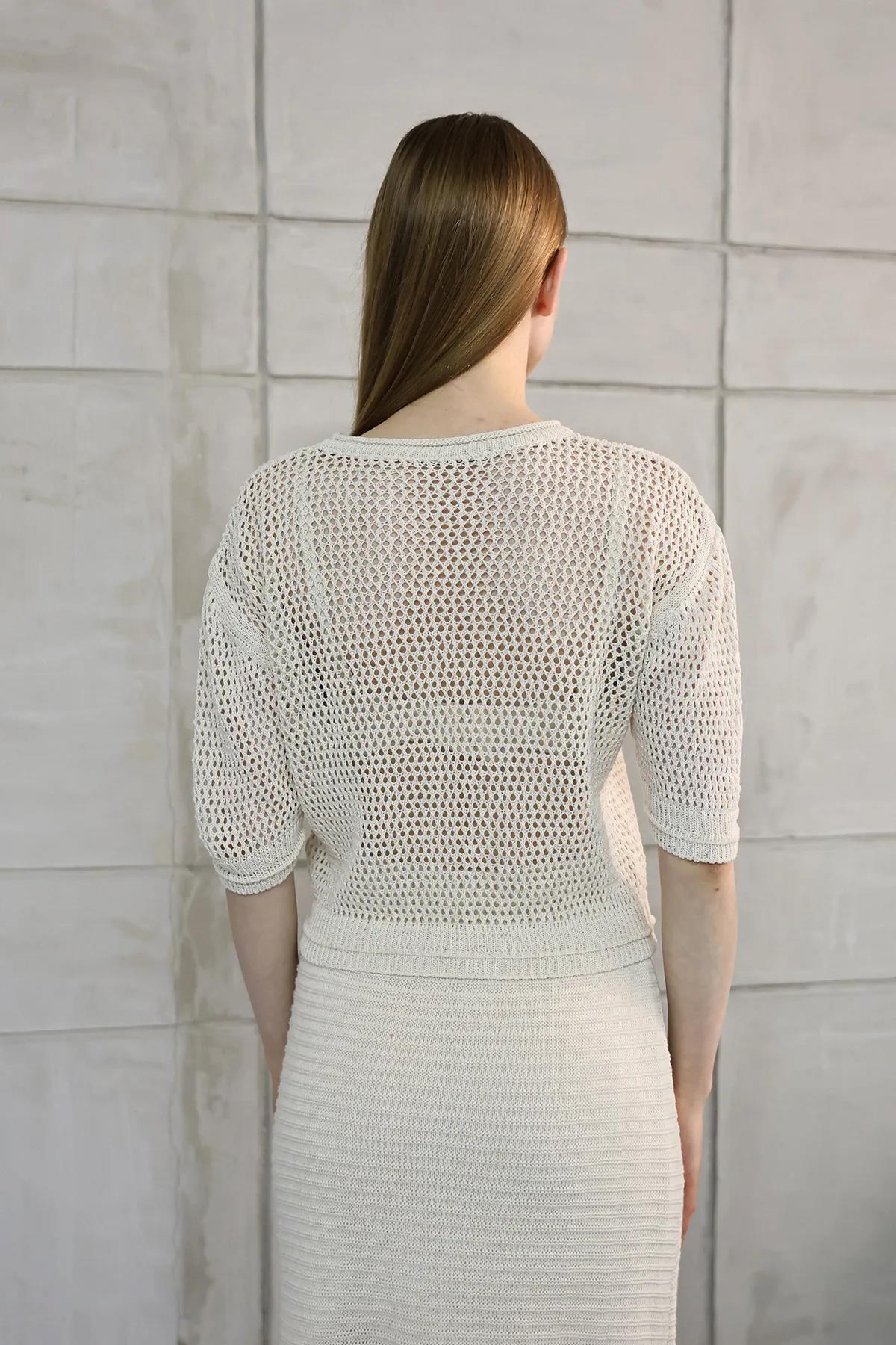 Ajurlu Kısa Kol Bluz