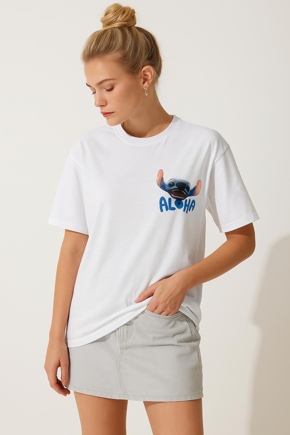 Aloha Stitch Baskılı Tshirt