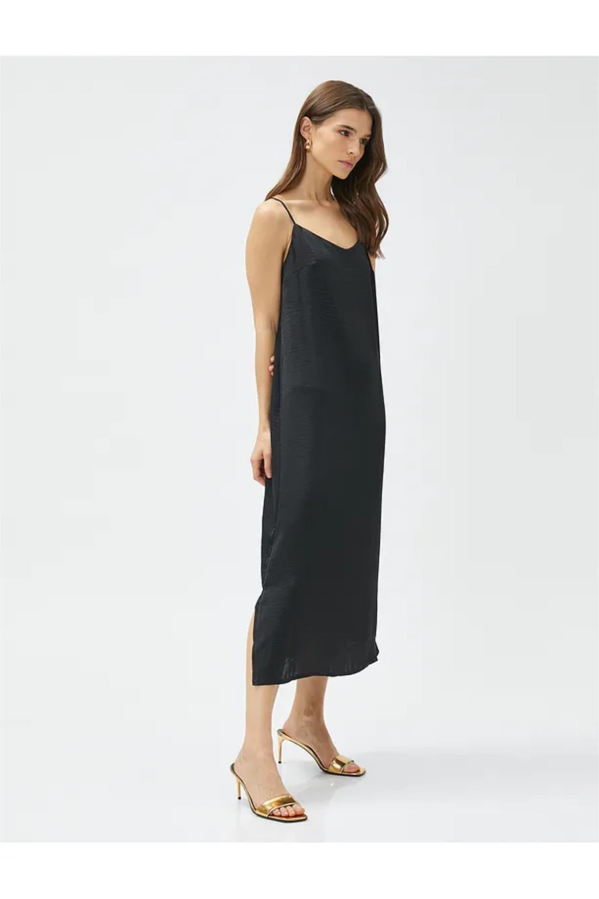 Askı Ayarlı Oversize Müslin Elbise