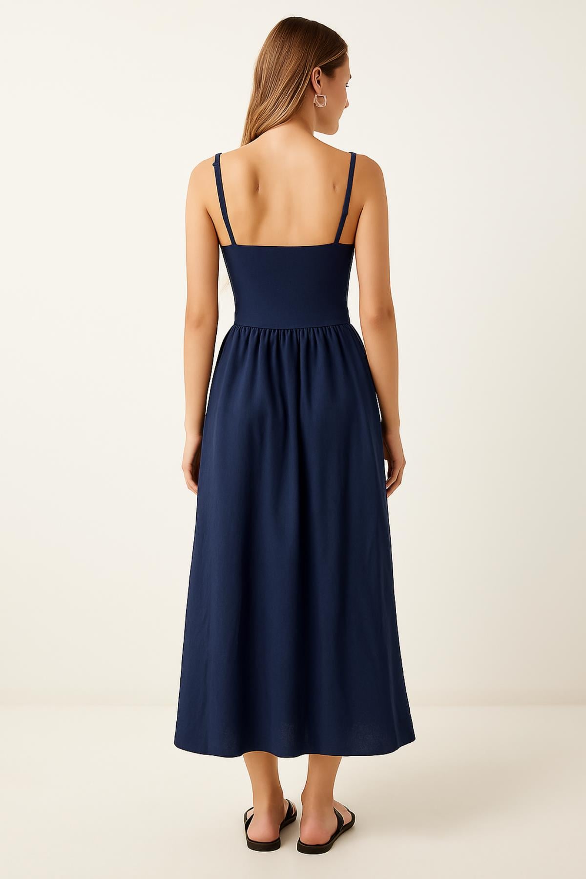 Askılı Midi Boy Elbise