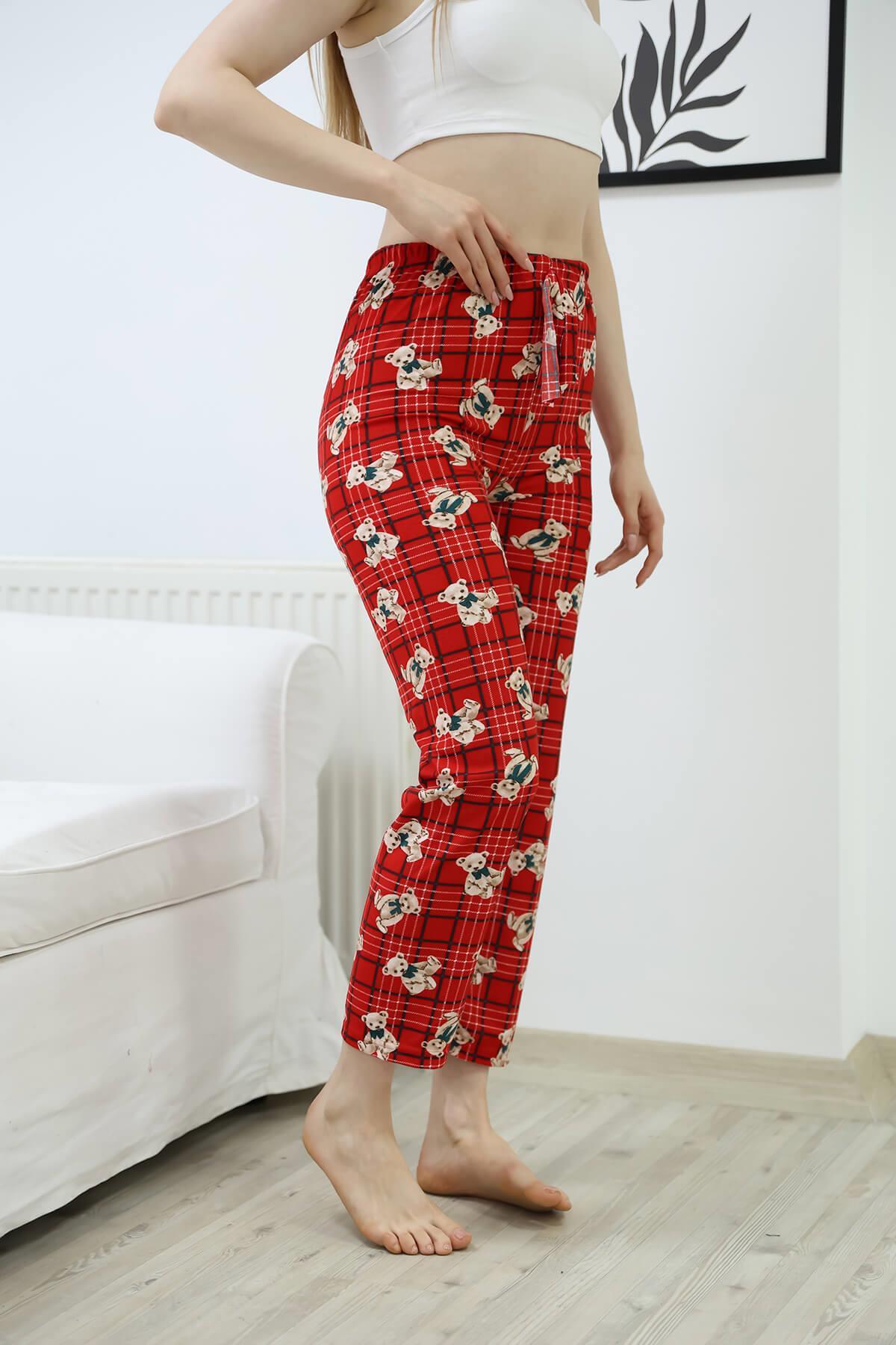 Ayıcık Desen Süet Pijama Altı