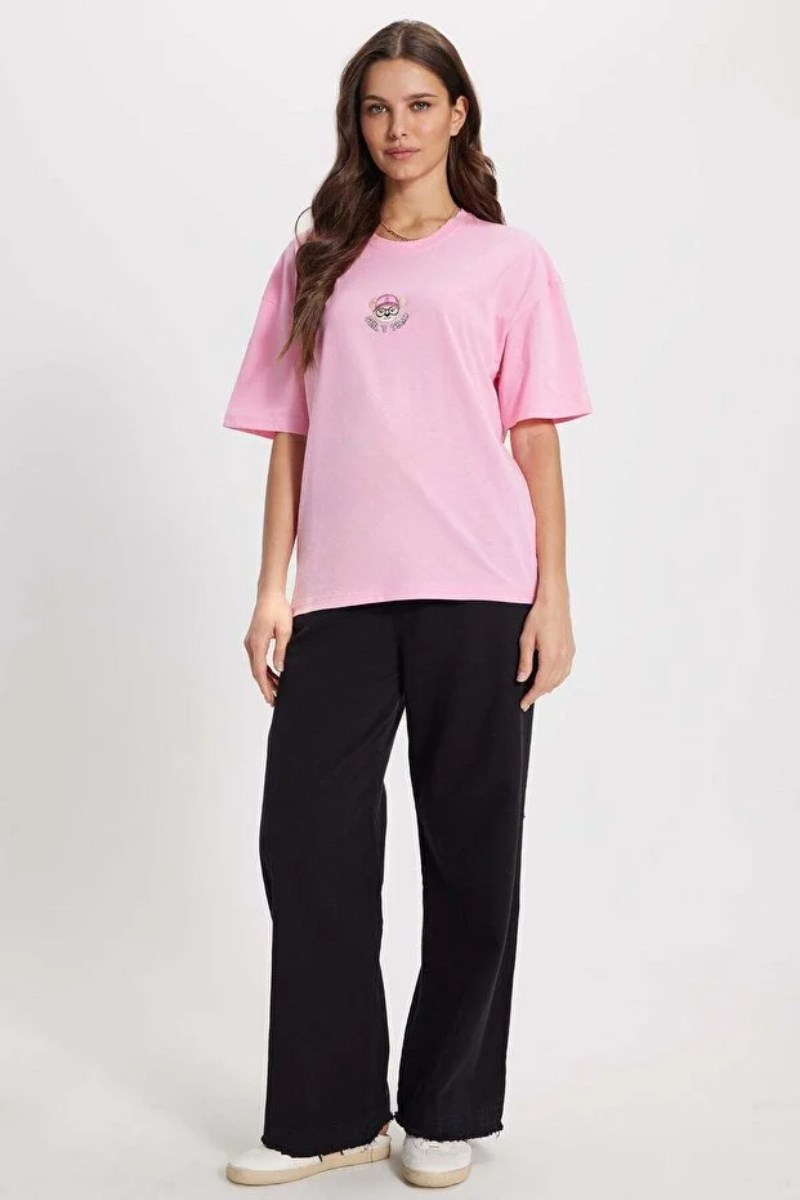 Ayıcık İşlemeli Oversize Tshirt