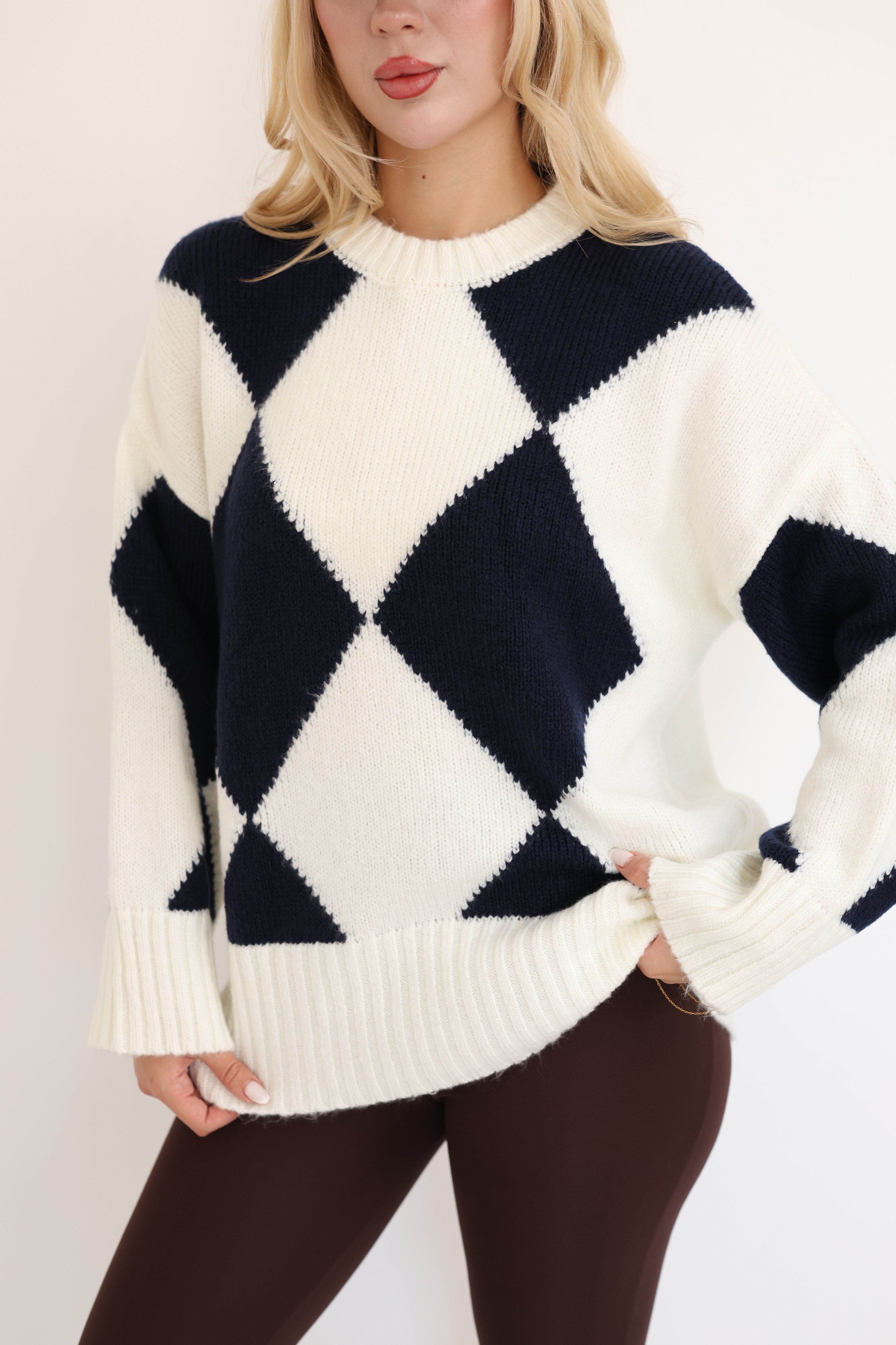 Baklava Desen Salak Triko Kazak