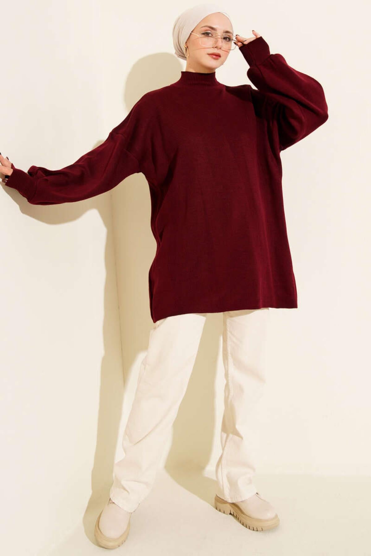 Balıkçı Yaka Balon Kol Triko Tunik