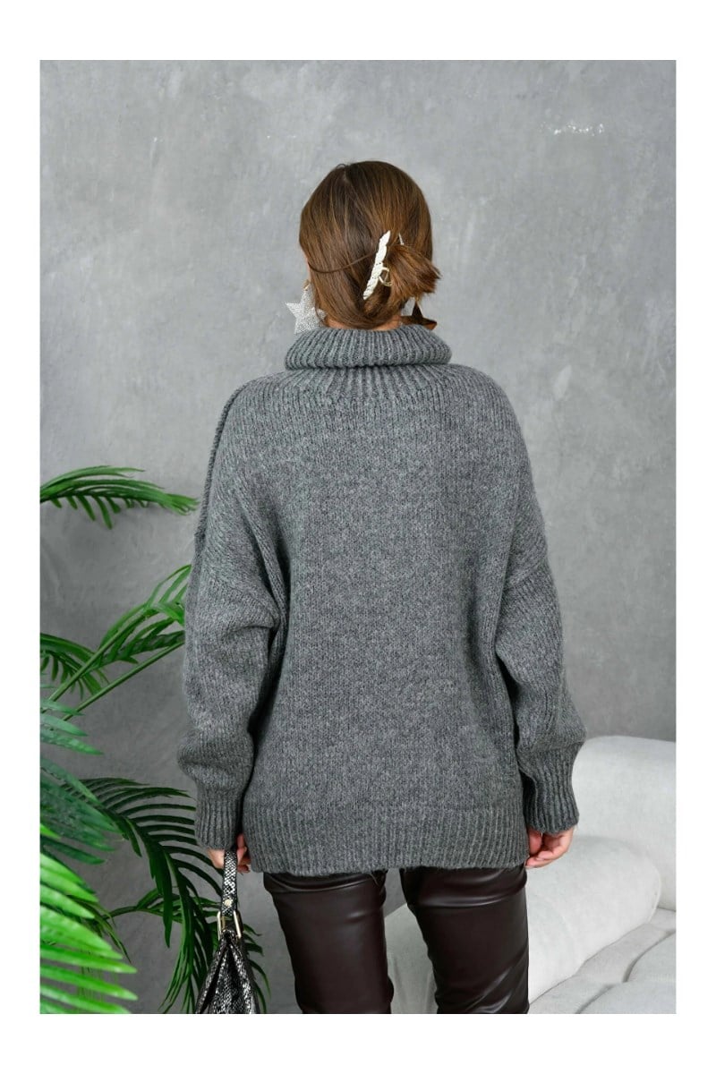 Balıkçı Yaka Oversize Triko Kazak