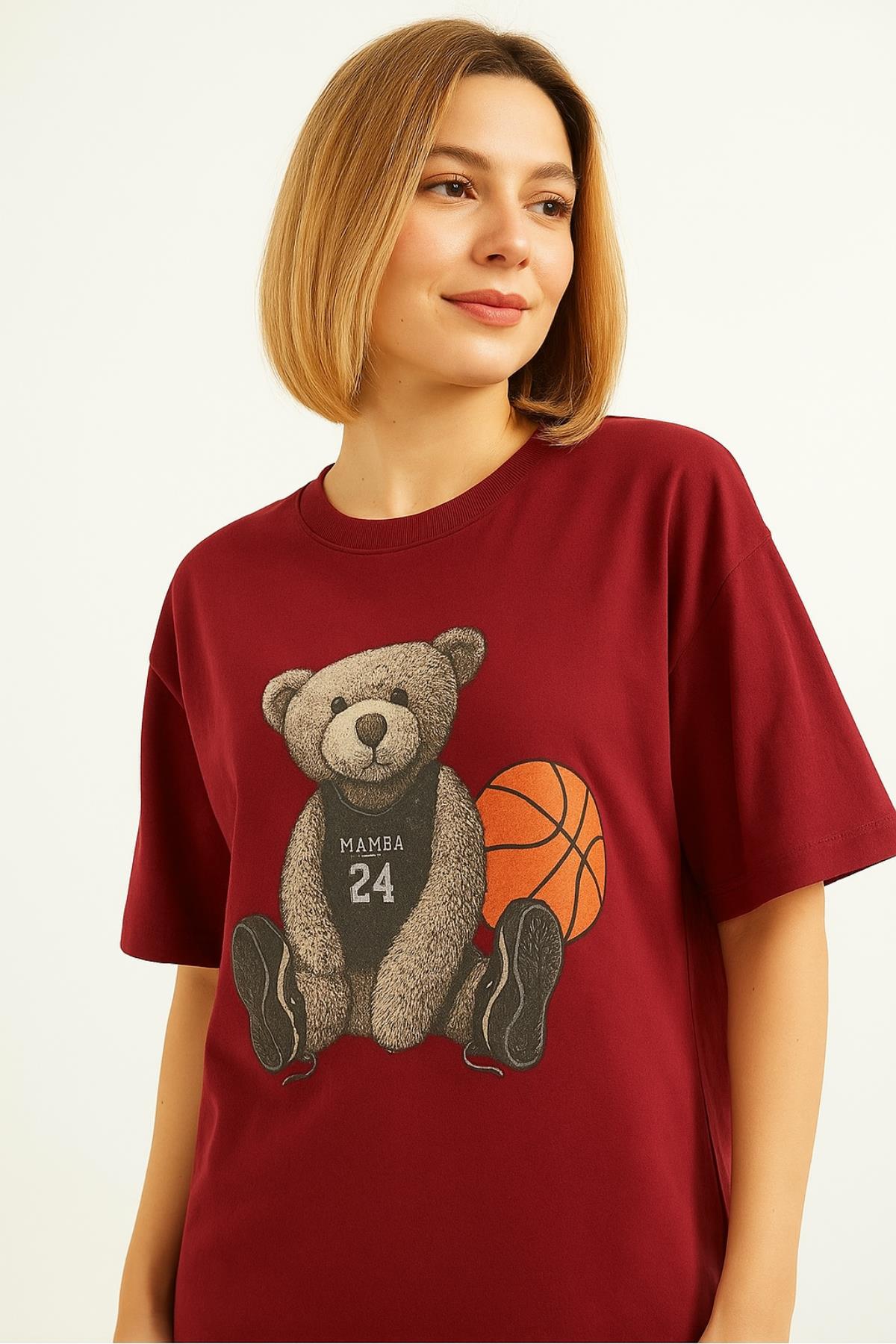 Basketbolcu Ayı Baskılı Tshirt