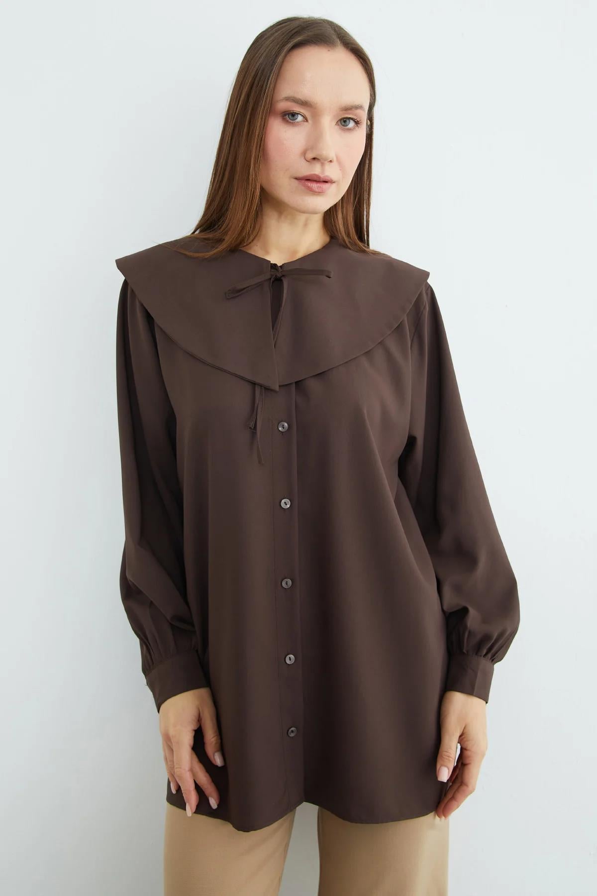 Bebe Yaka Bağlamalı Balon Kol Tunik