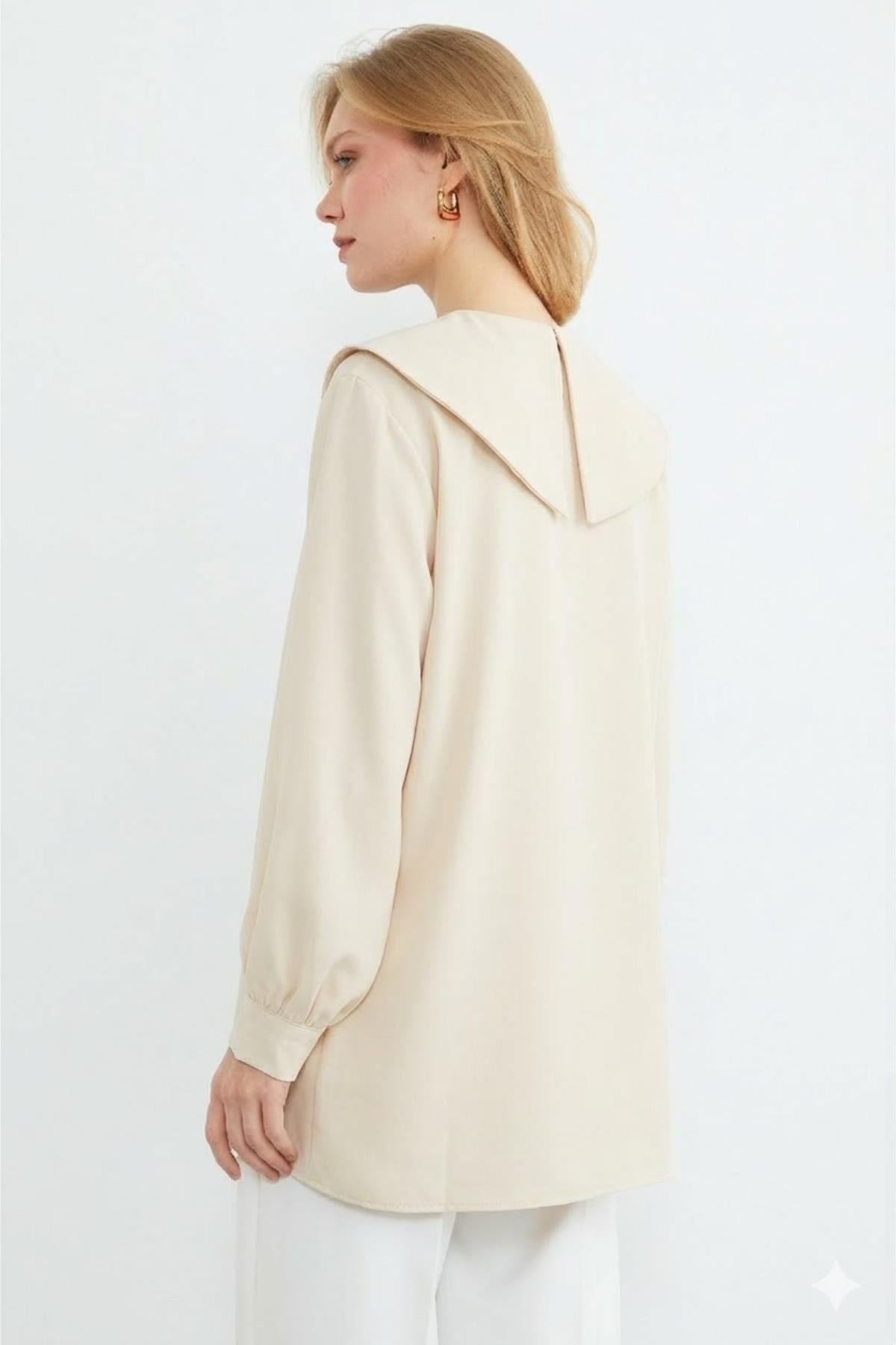 Bebe Yaka Bağlamalı Balon Kol Tunik