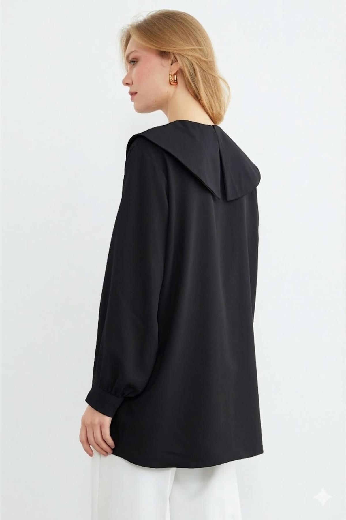 Bebe Yaka Bağlamalı Balon Kol Tunik