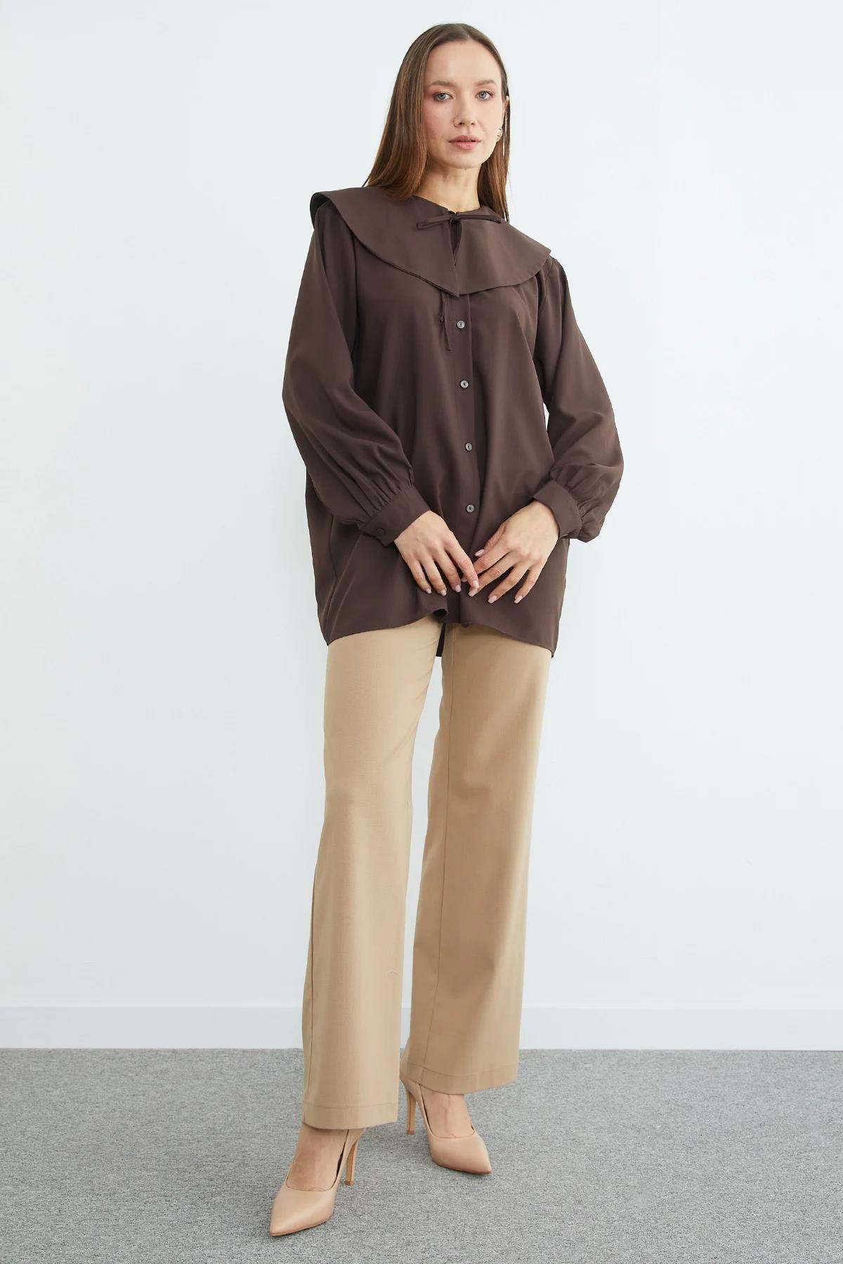 Bebe Yaka Bağlamalı Balon Kol Tunik