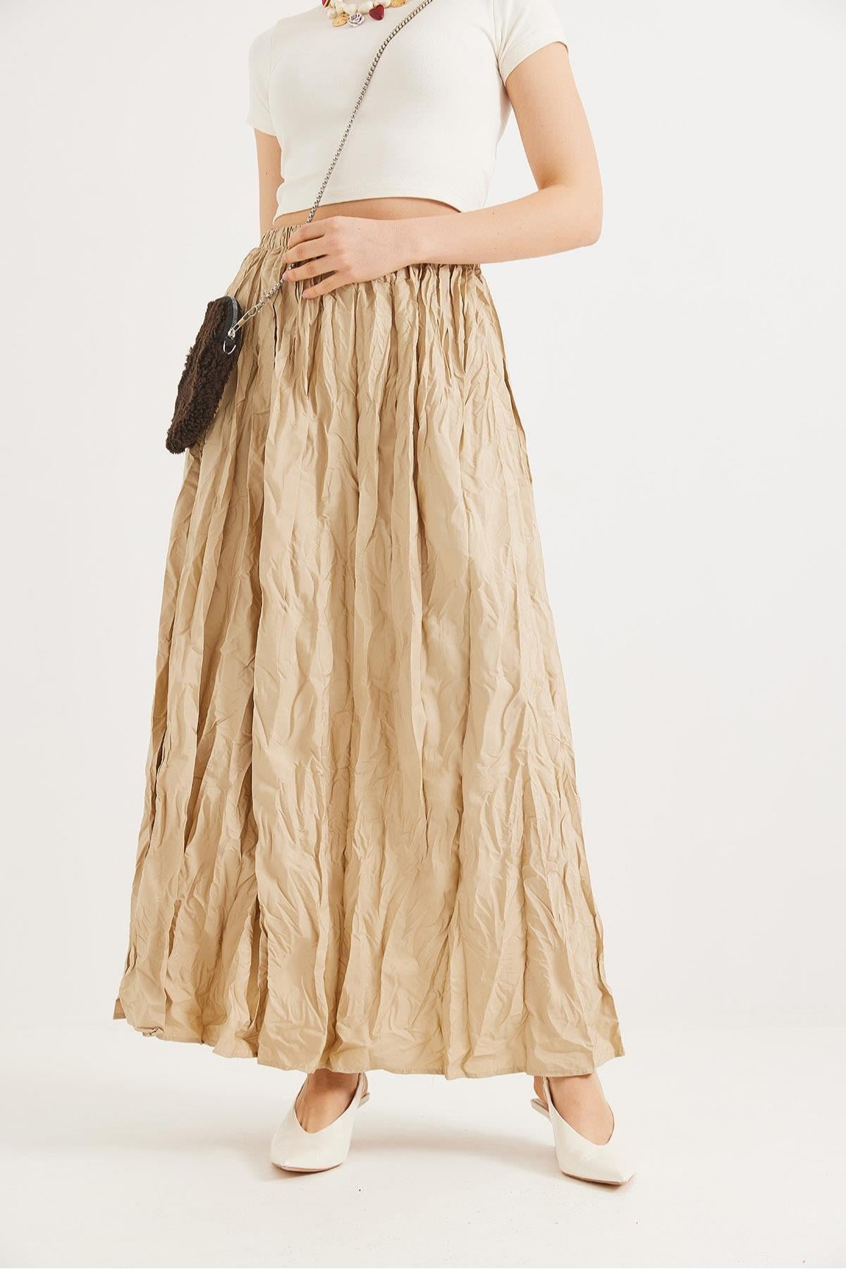 Beli Lastikli Kırışık Model Etek