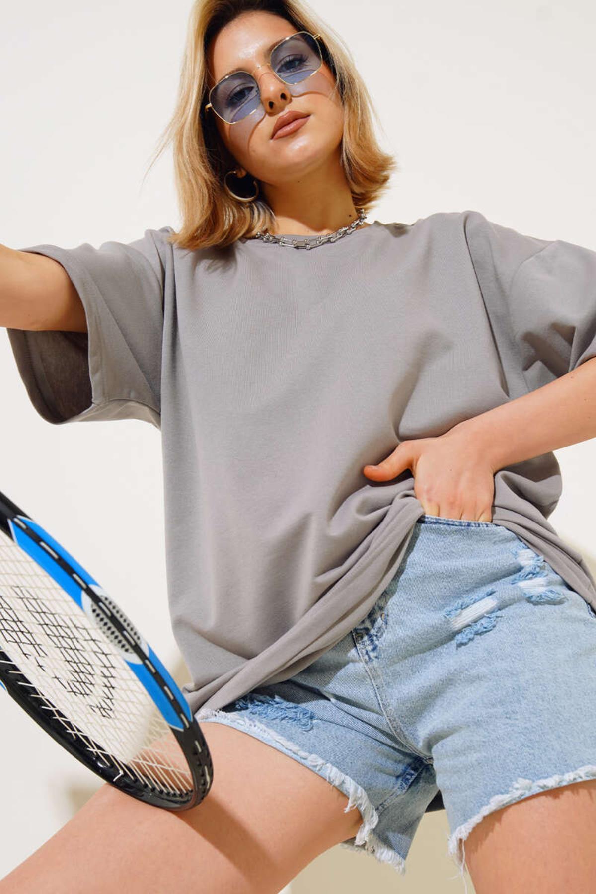 Bisiklet Yaka Basic Tshirt