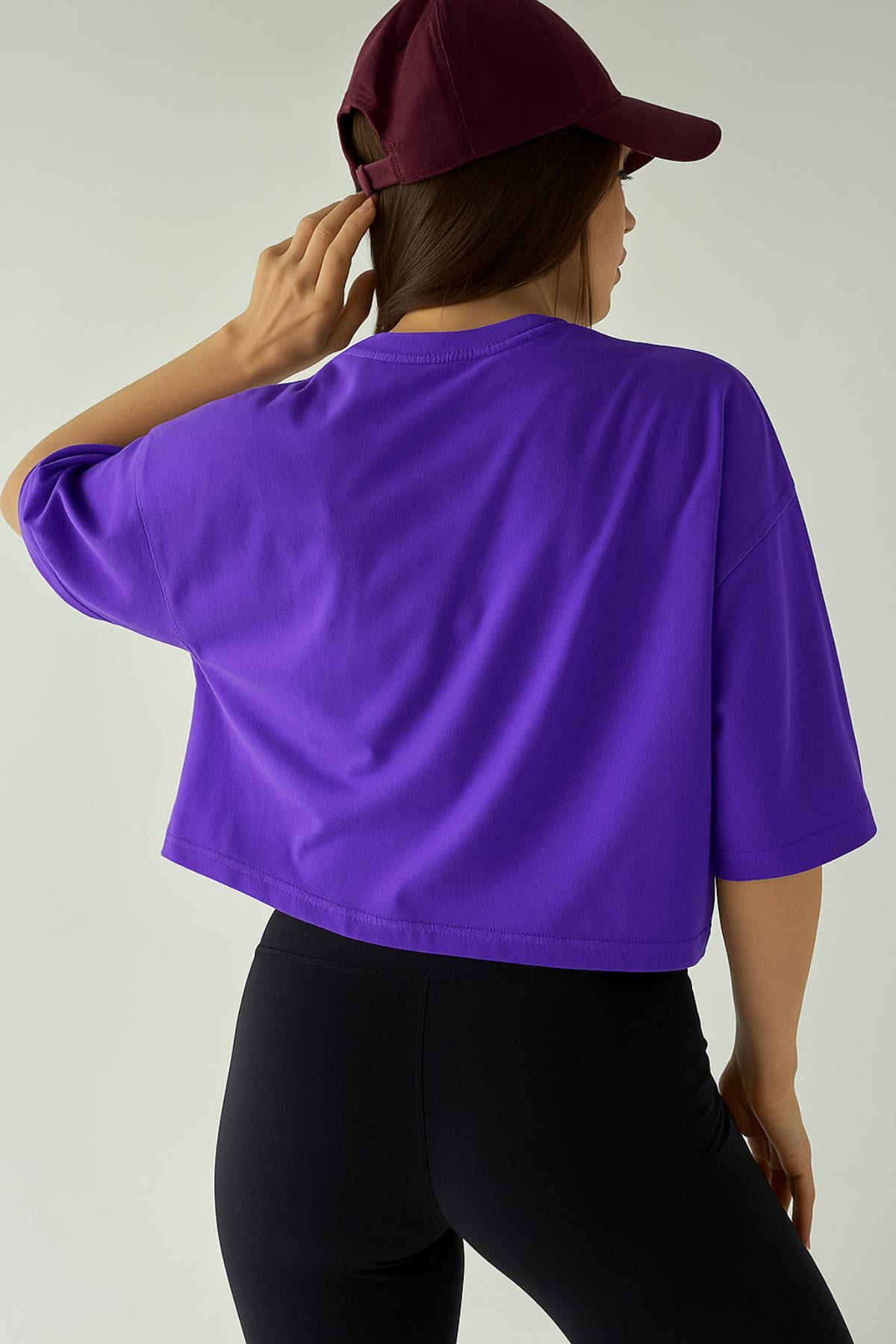 Bisiklet Yaka Crop Tshirt