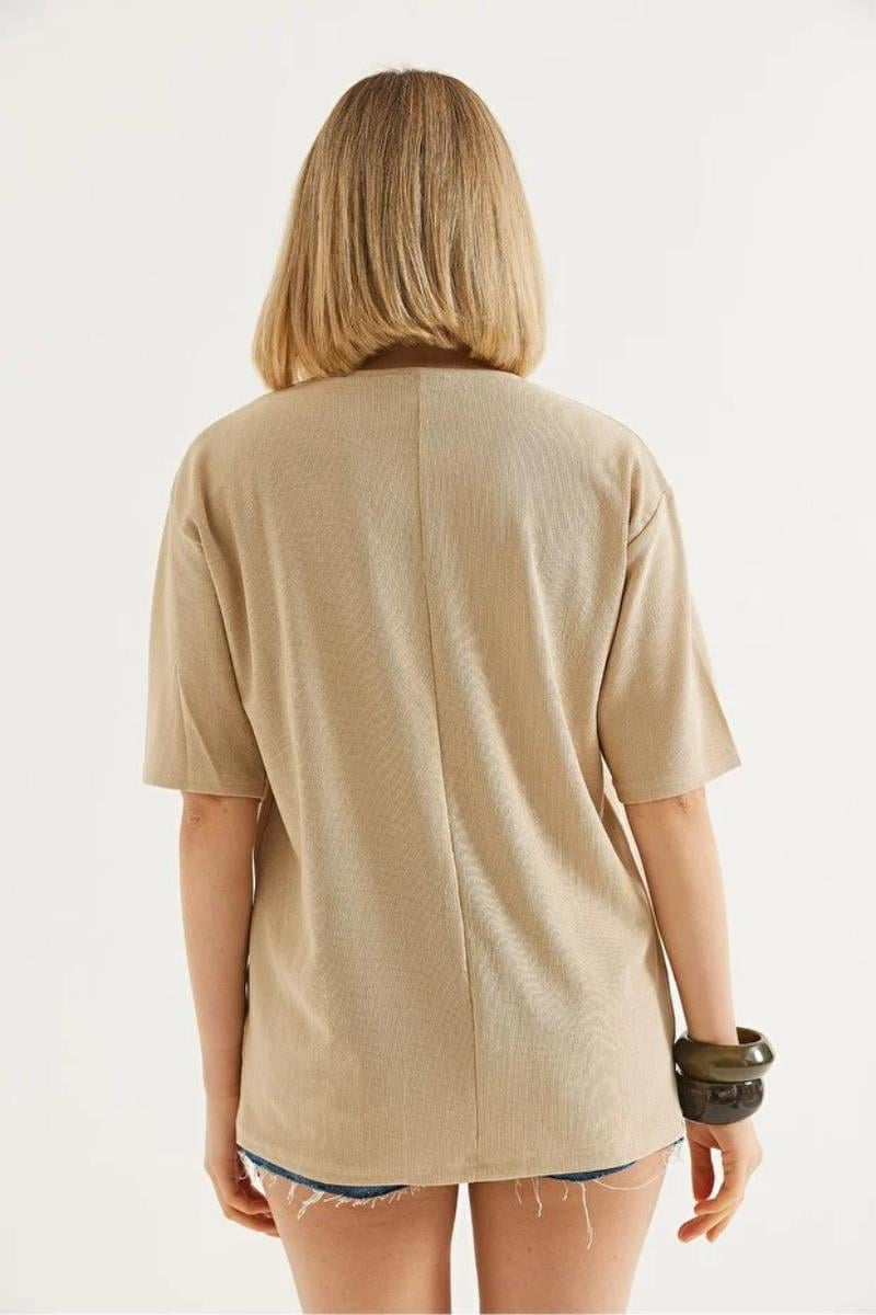 Bisiklet Yaka Oval Kesim Tshirt