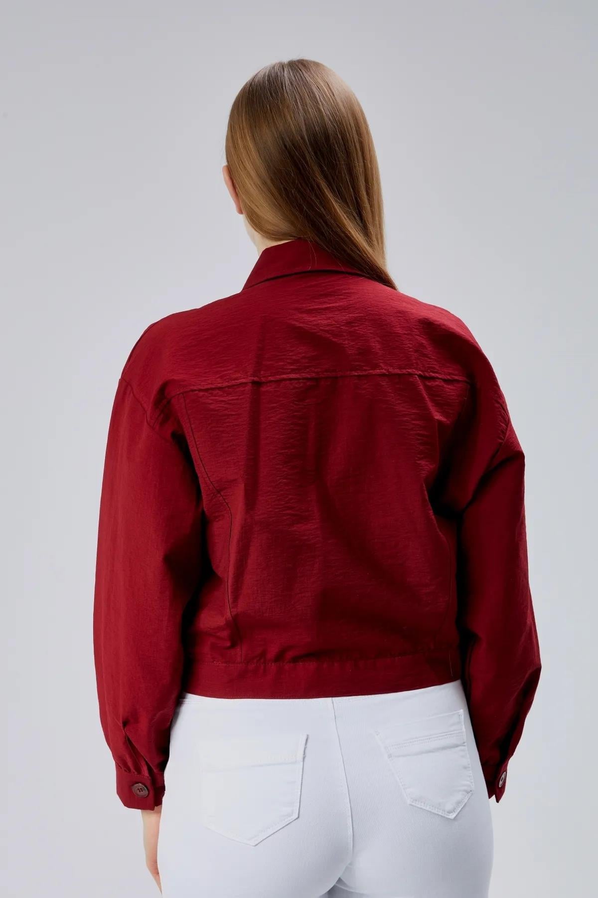 Çift Cepli Crop Gömlek