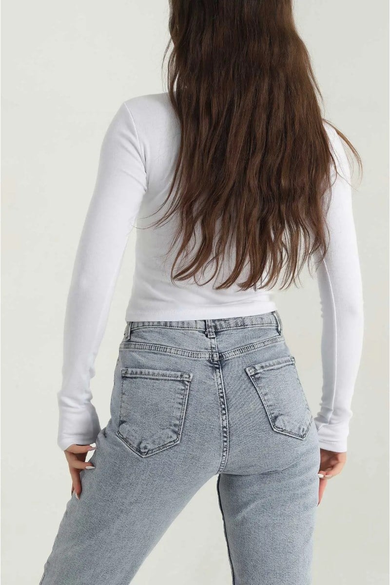 Çıtçıtlı Uzun Kol Bluz
