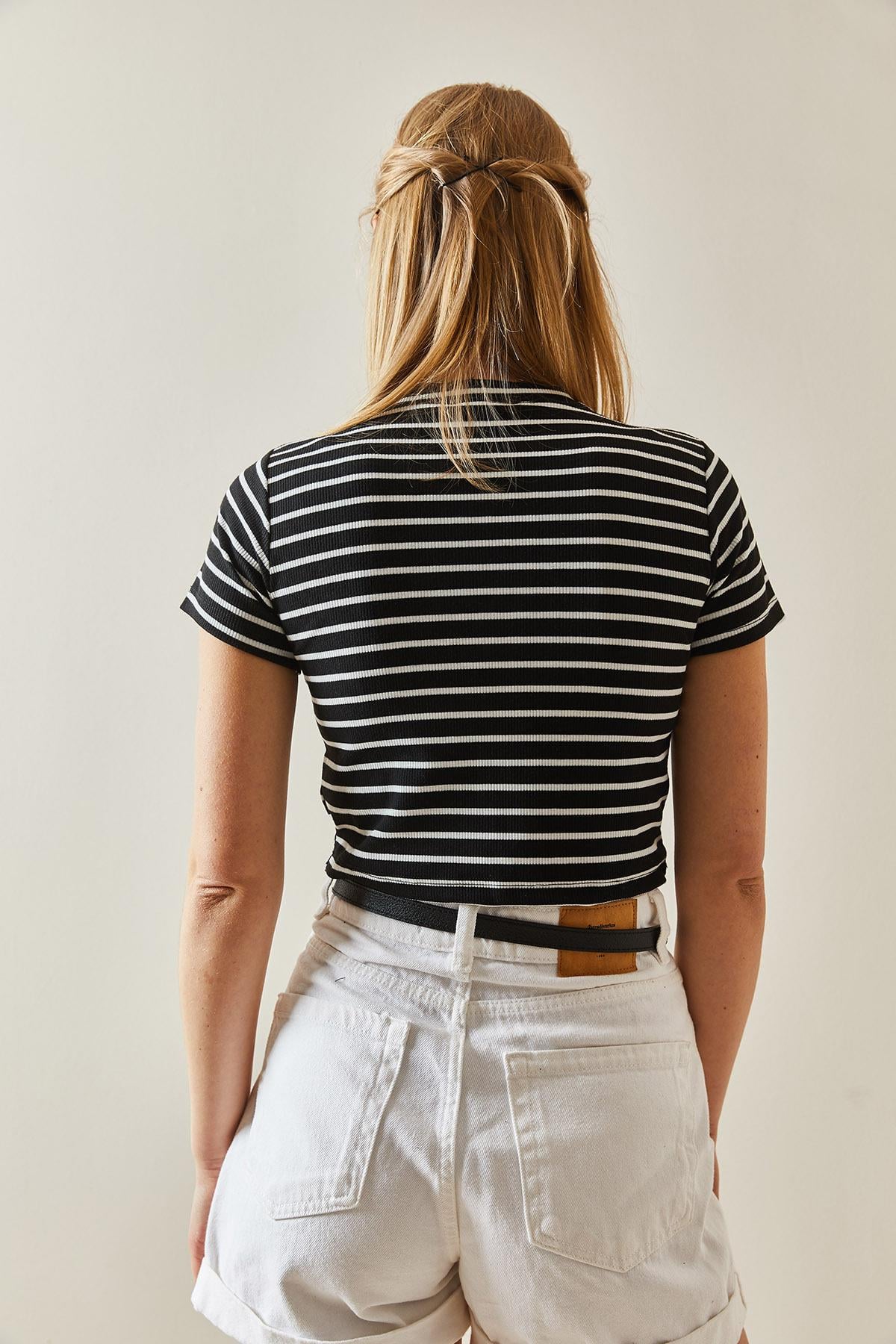Çizgili Crop Tshirt