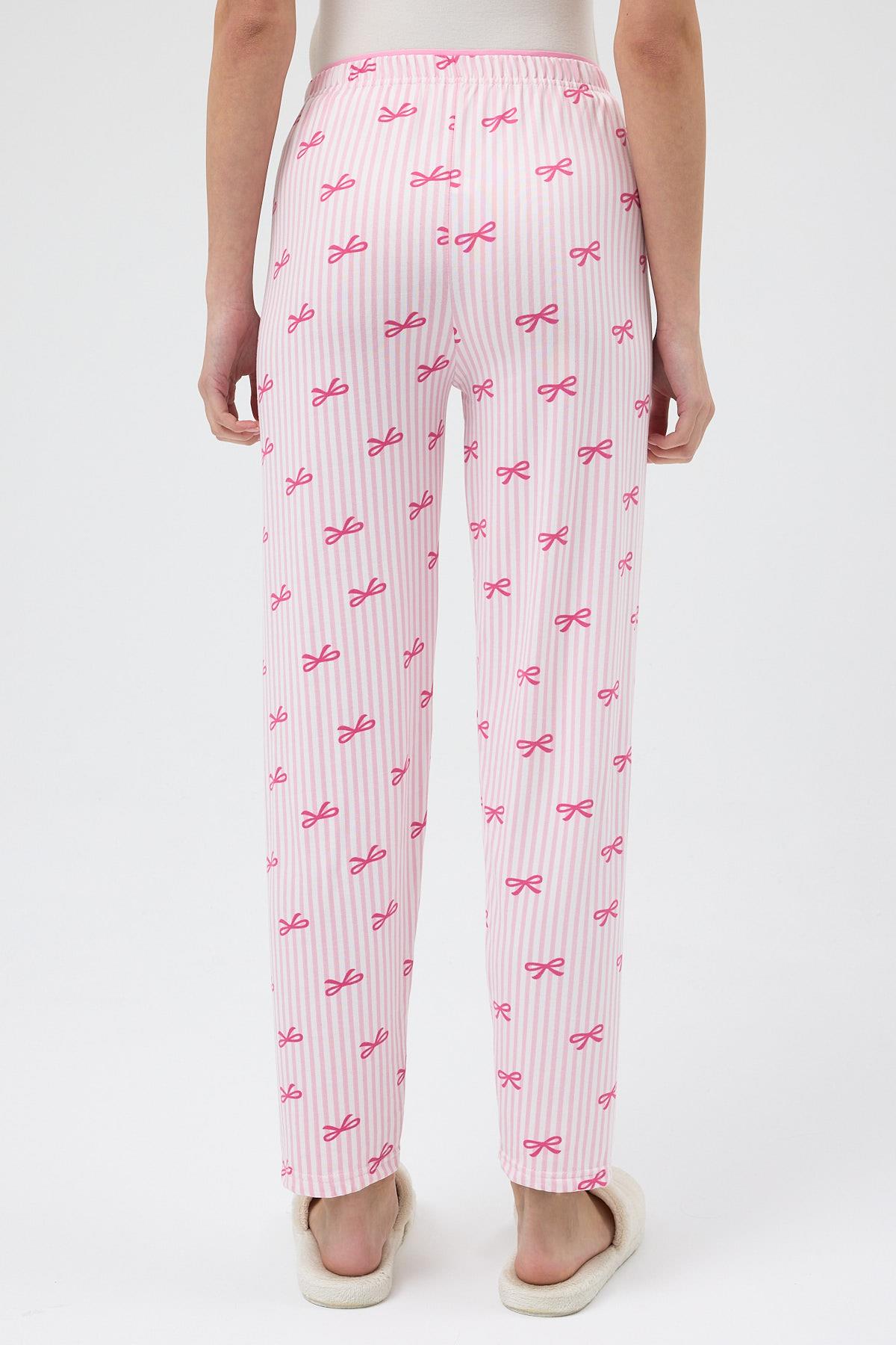 Çizgili Fiyonklu Milan Pijama Altı