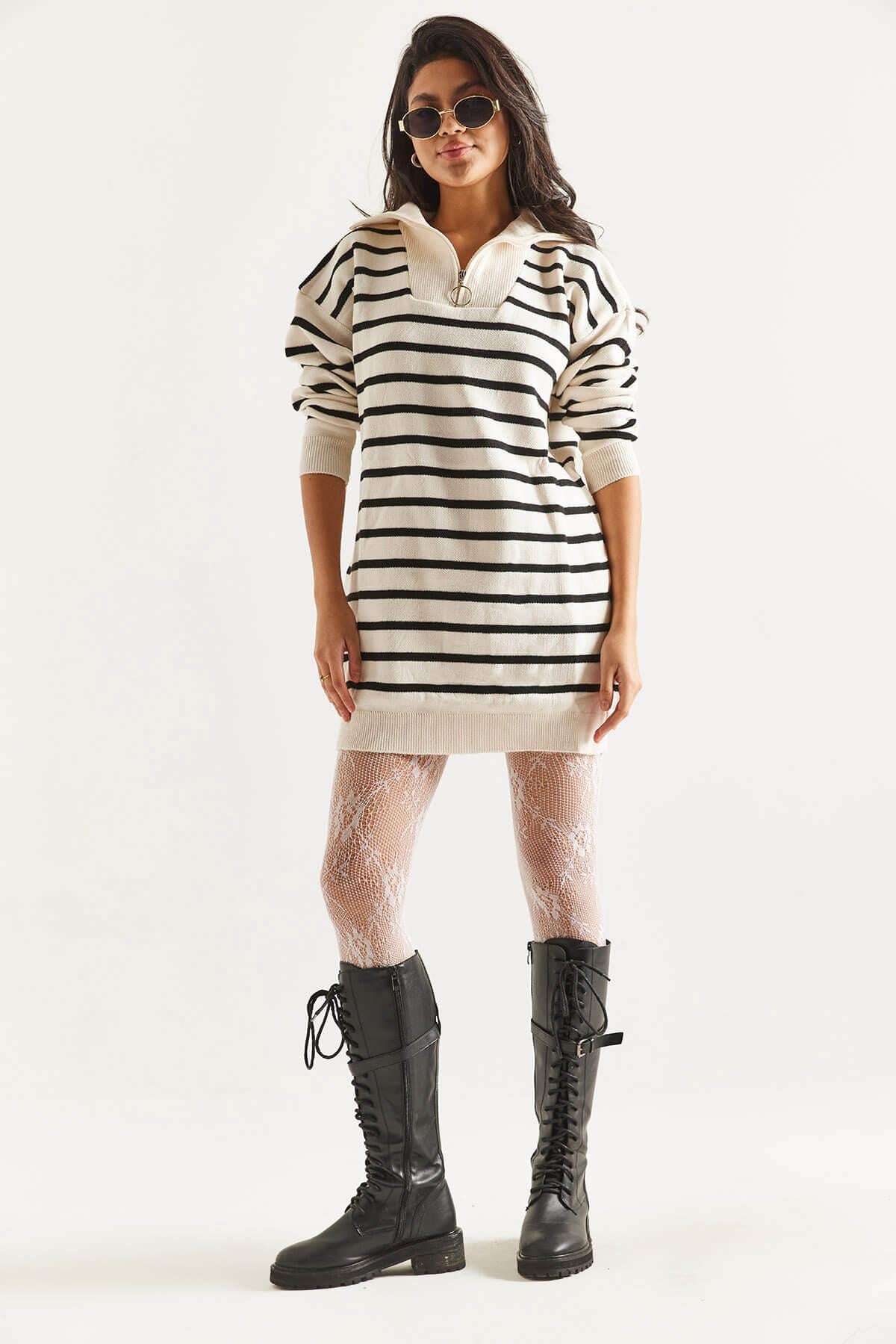 Çizgili Triko Tunik