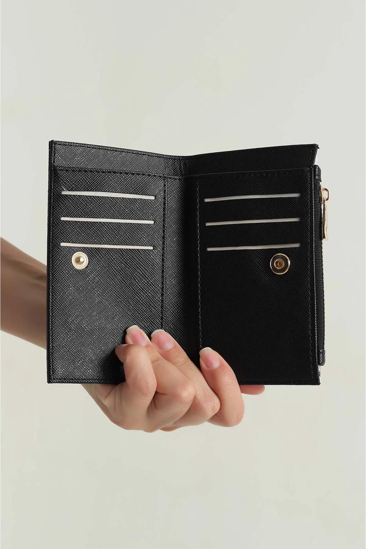 Desenli Fermuarlı Kartlık Cüzdan