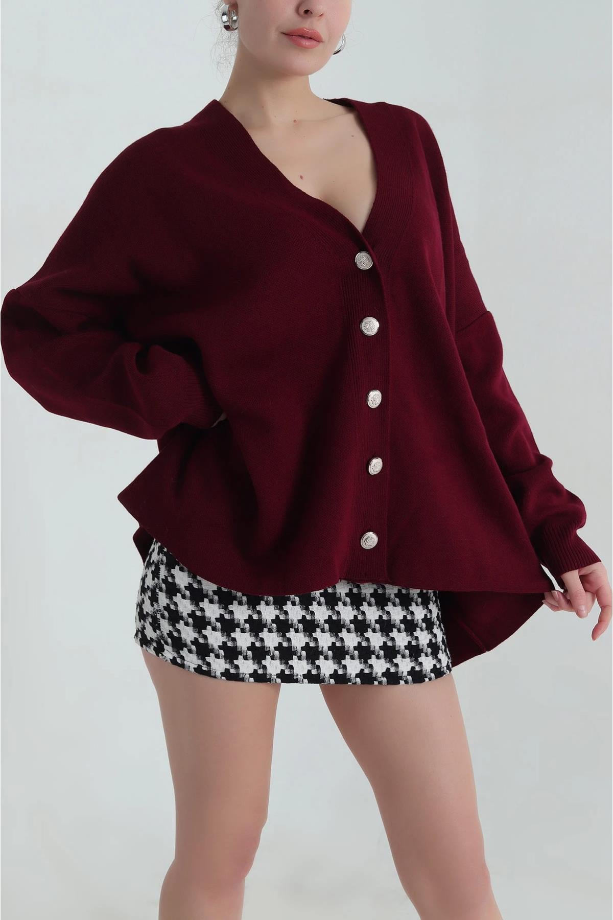 Düğmeli Oversize Triko Hırka