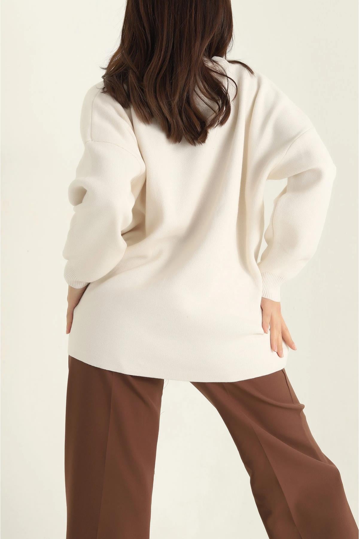 Düğmeli Oversize Triko Hırka