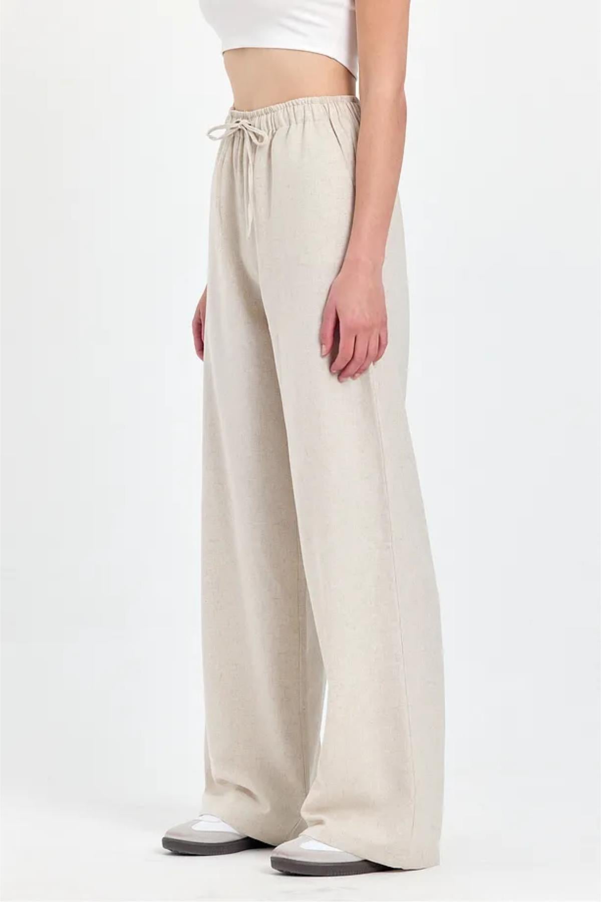 Düşük Bel Tencel Kumaş Salaş Pantolon