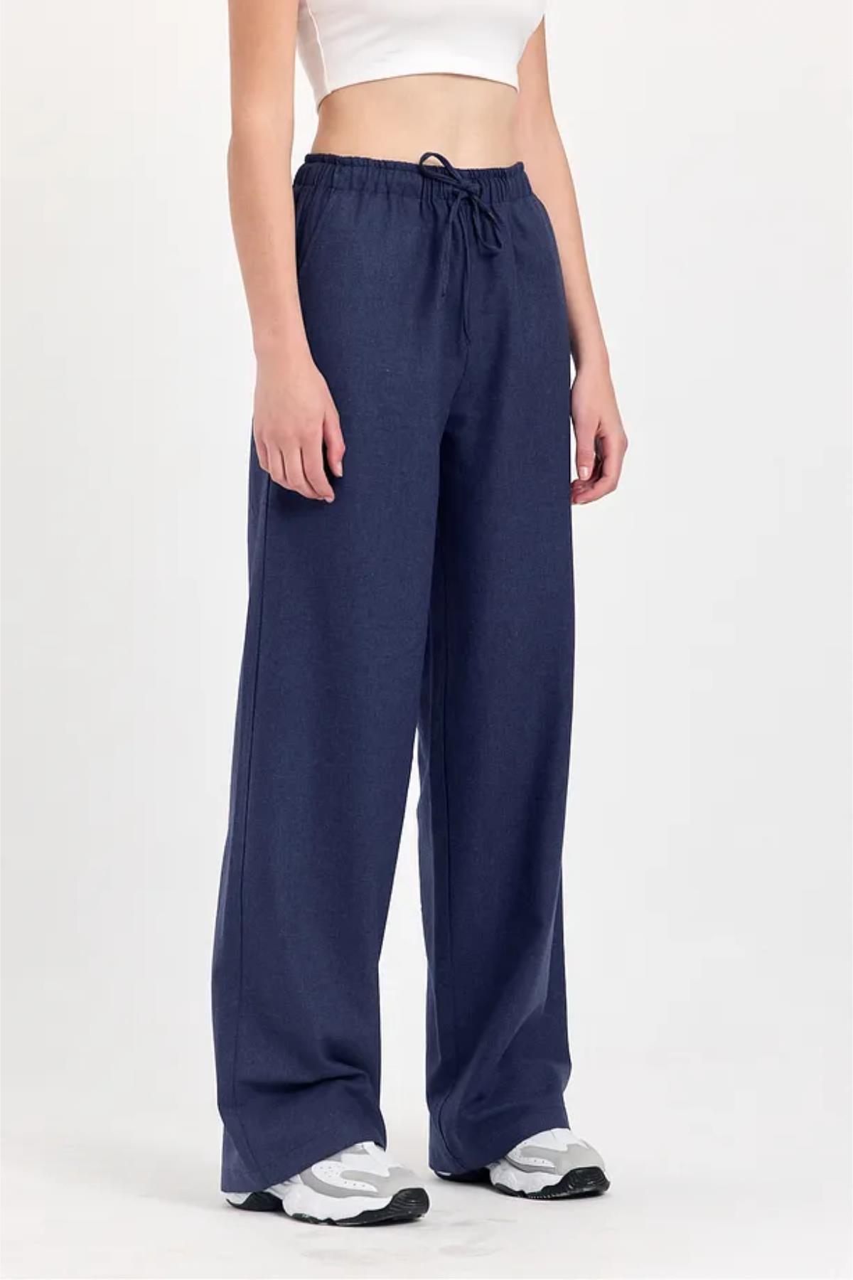 Düşük Bel Tencel Kumaş Salaş Pantolon