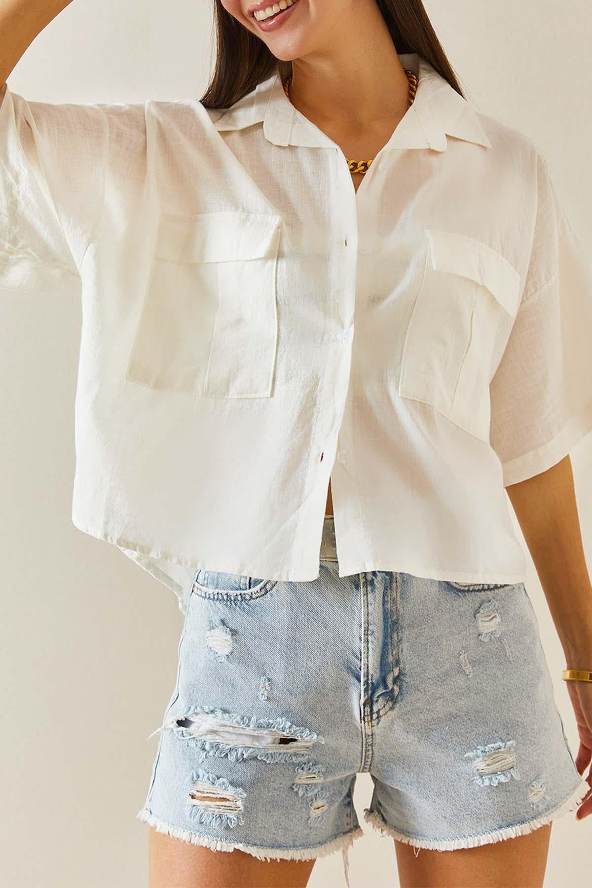 Fakir Kol Çift Cep Gömlek