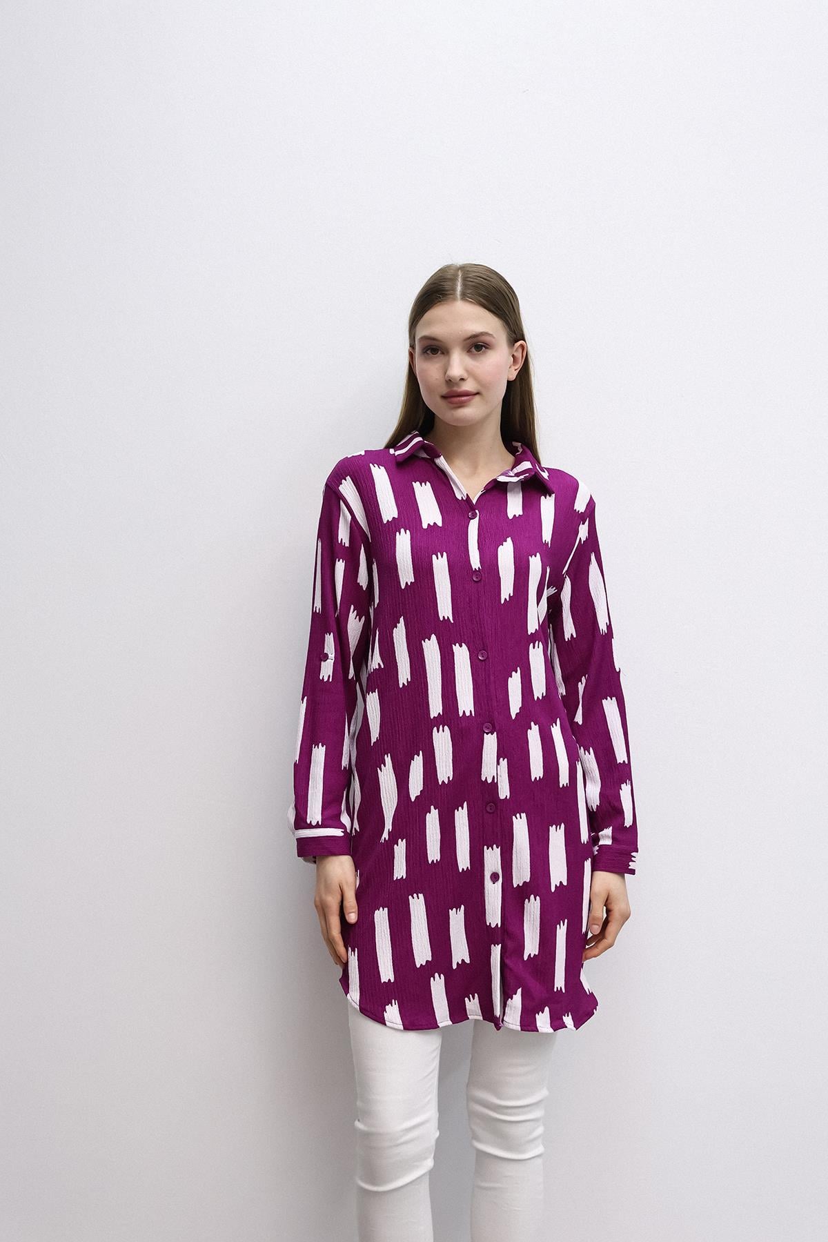 Fırça Desen Salaş Gömlek