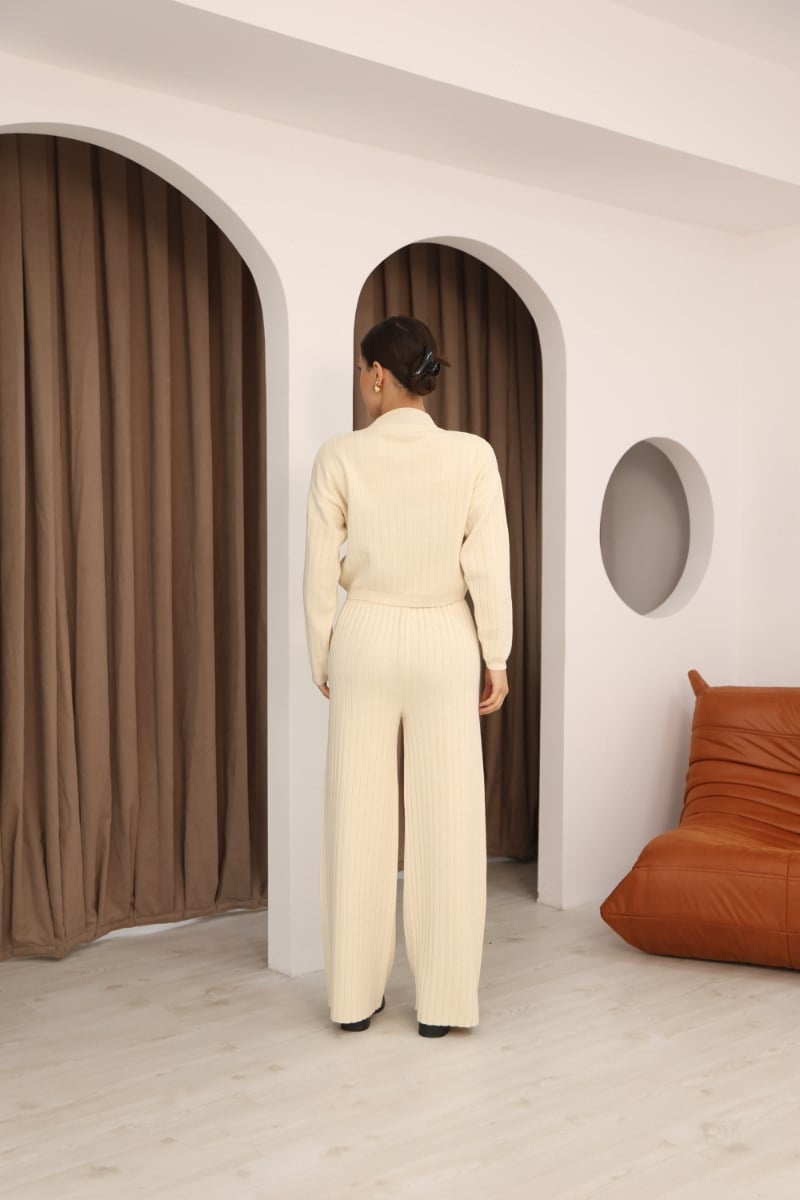 Fitilli Crop Pantolon İkili Takım