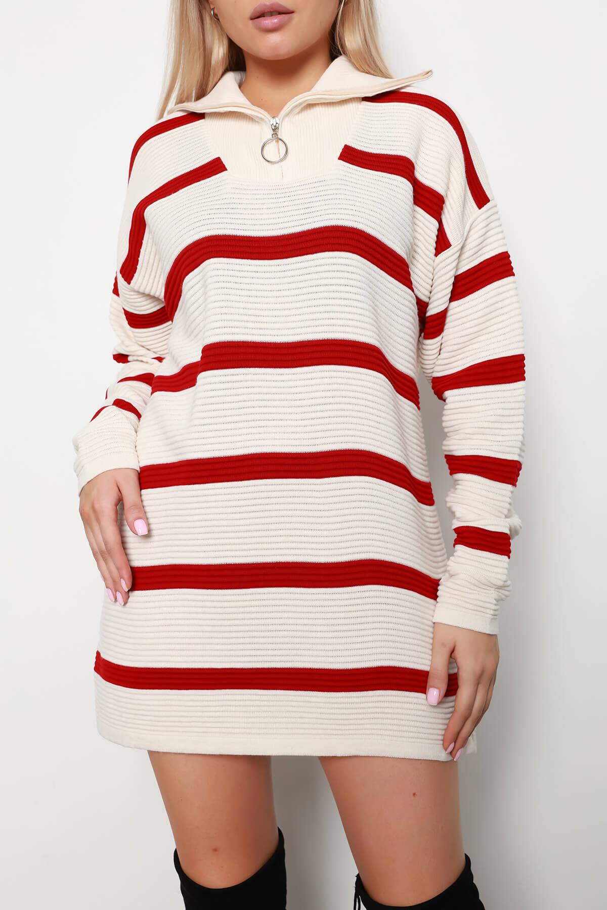 Fitilli Kamyoncu Yaka Çizgili Tunik