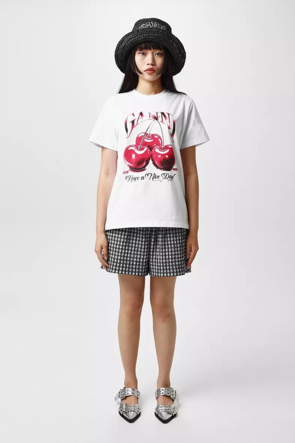 Ganni Kiraz Baskılı Tshirt