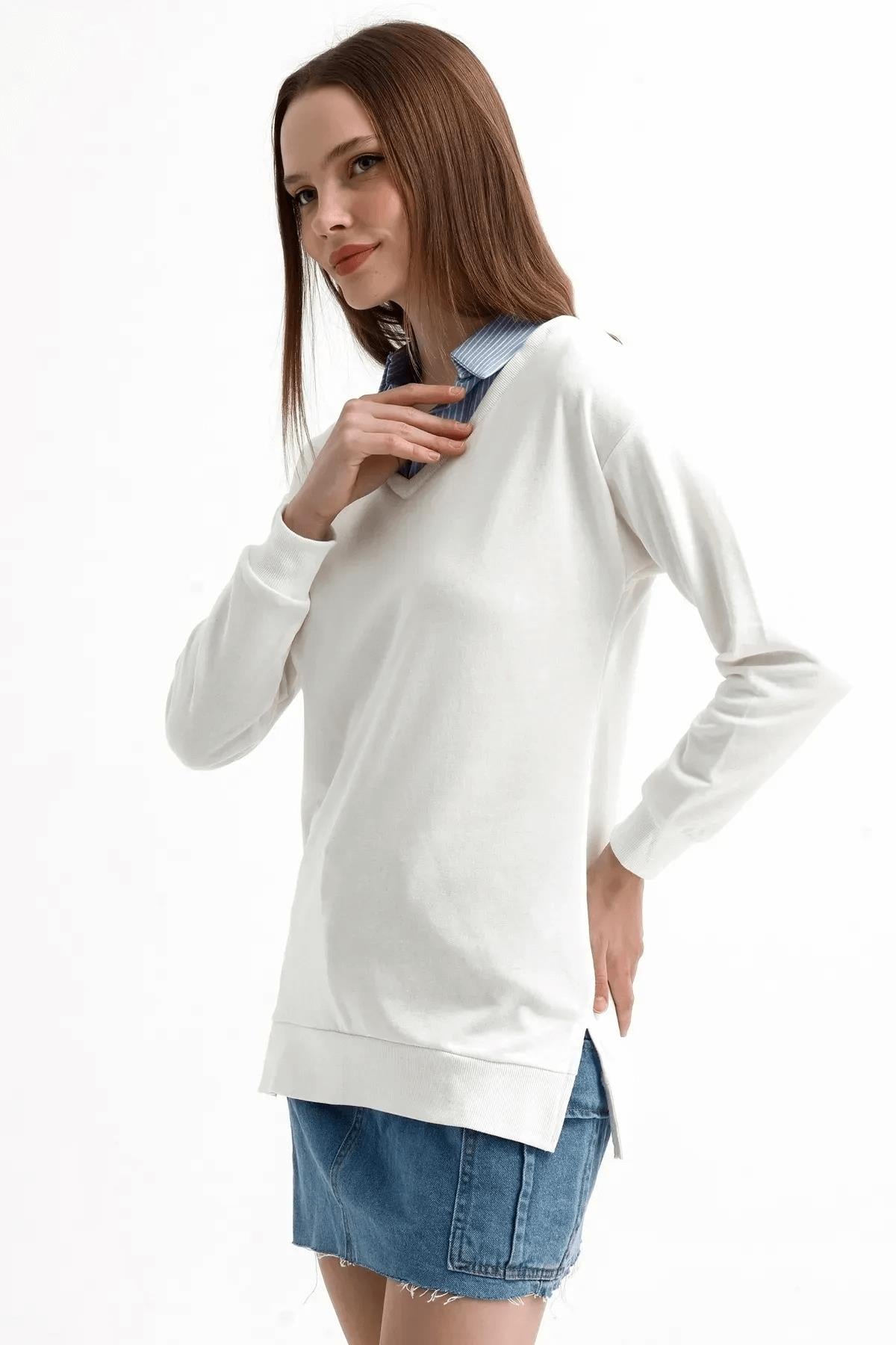 Gömlek Yaka 2 İp Sweat