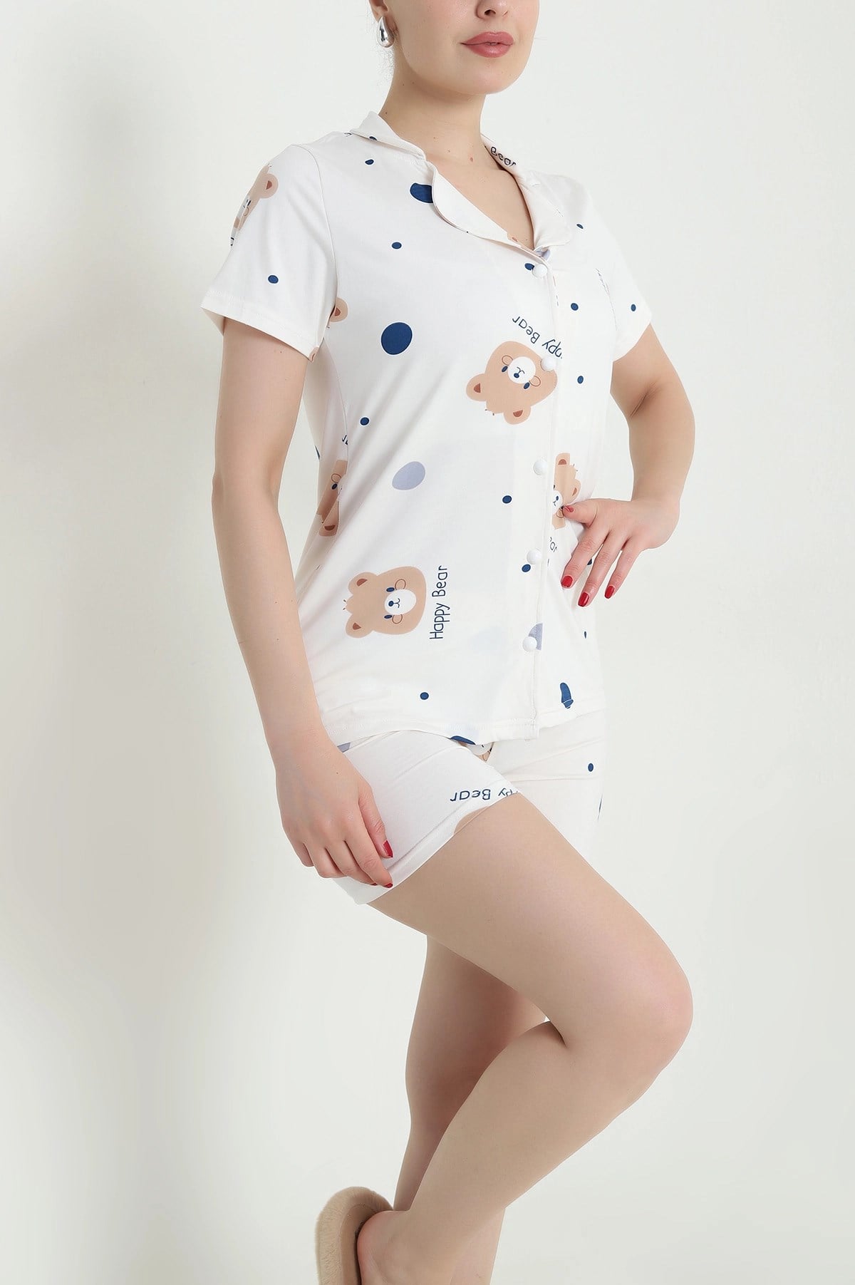 Happy Ayıcık Desenli Milan Şortlu Pijama Takımı